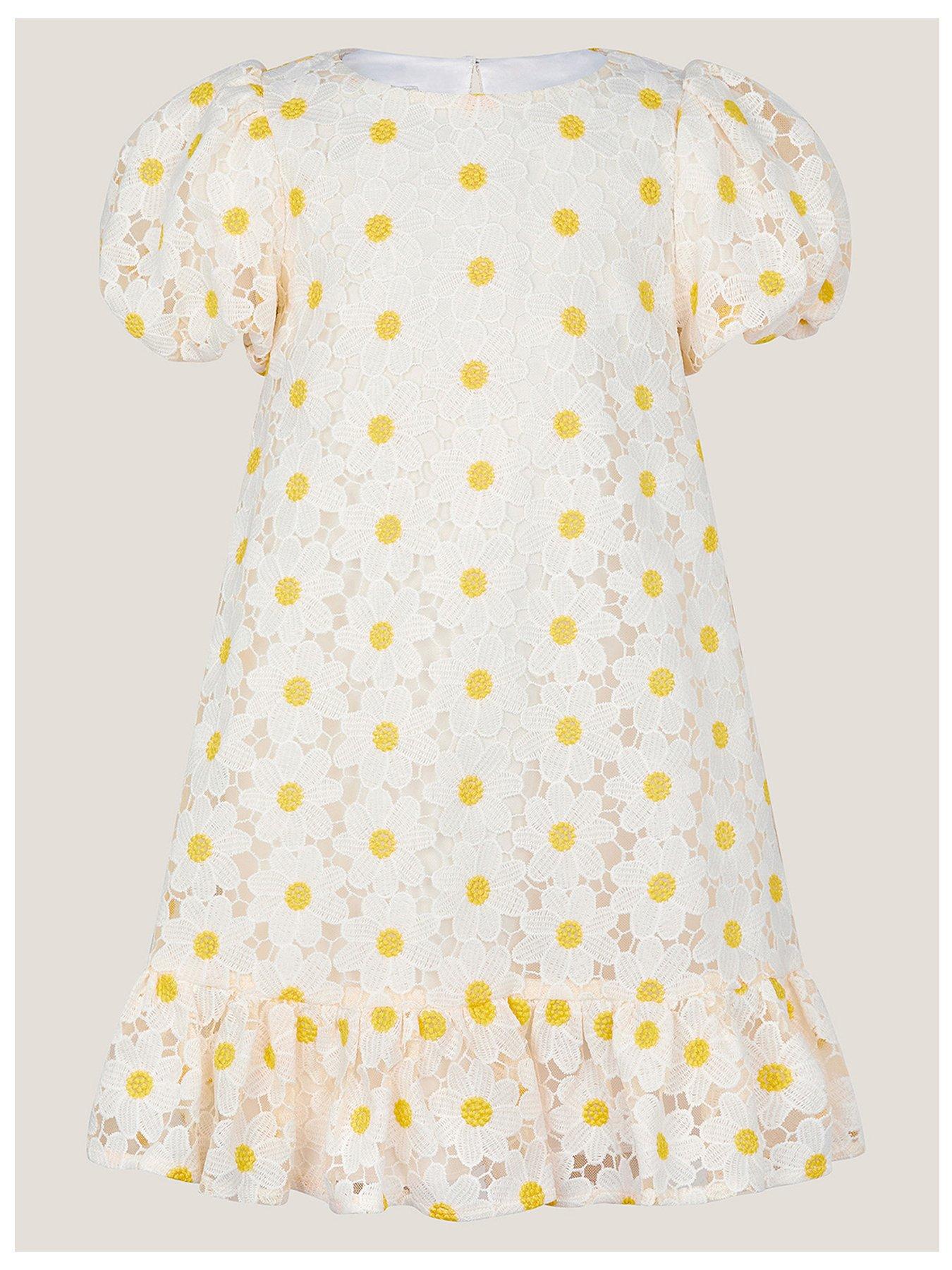 undefined Girls Zaria Daisy Lace Swing Dress - Light Cream