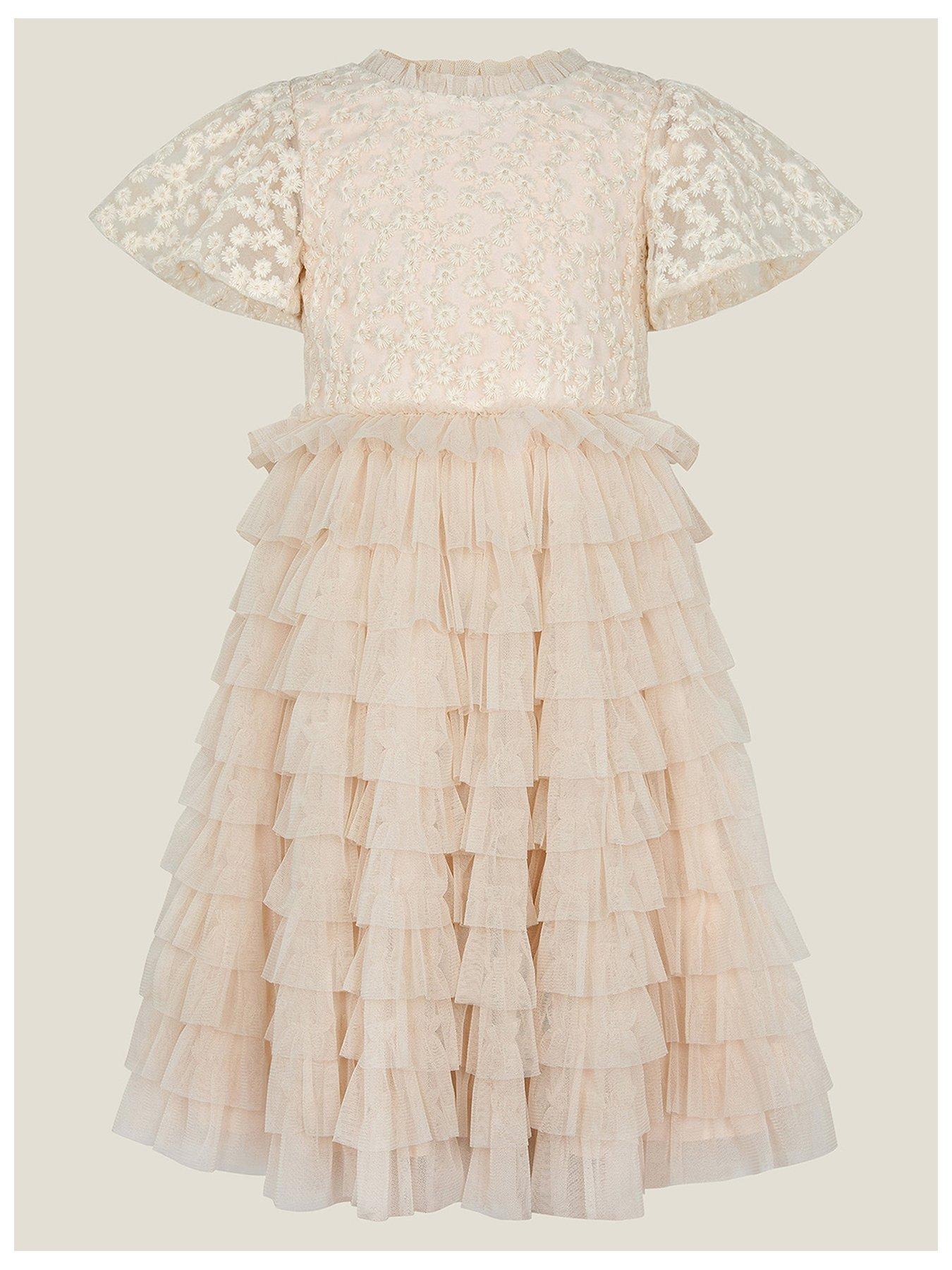 undefined Girls Taylor Daisy Embroidered Dress - Light Cream