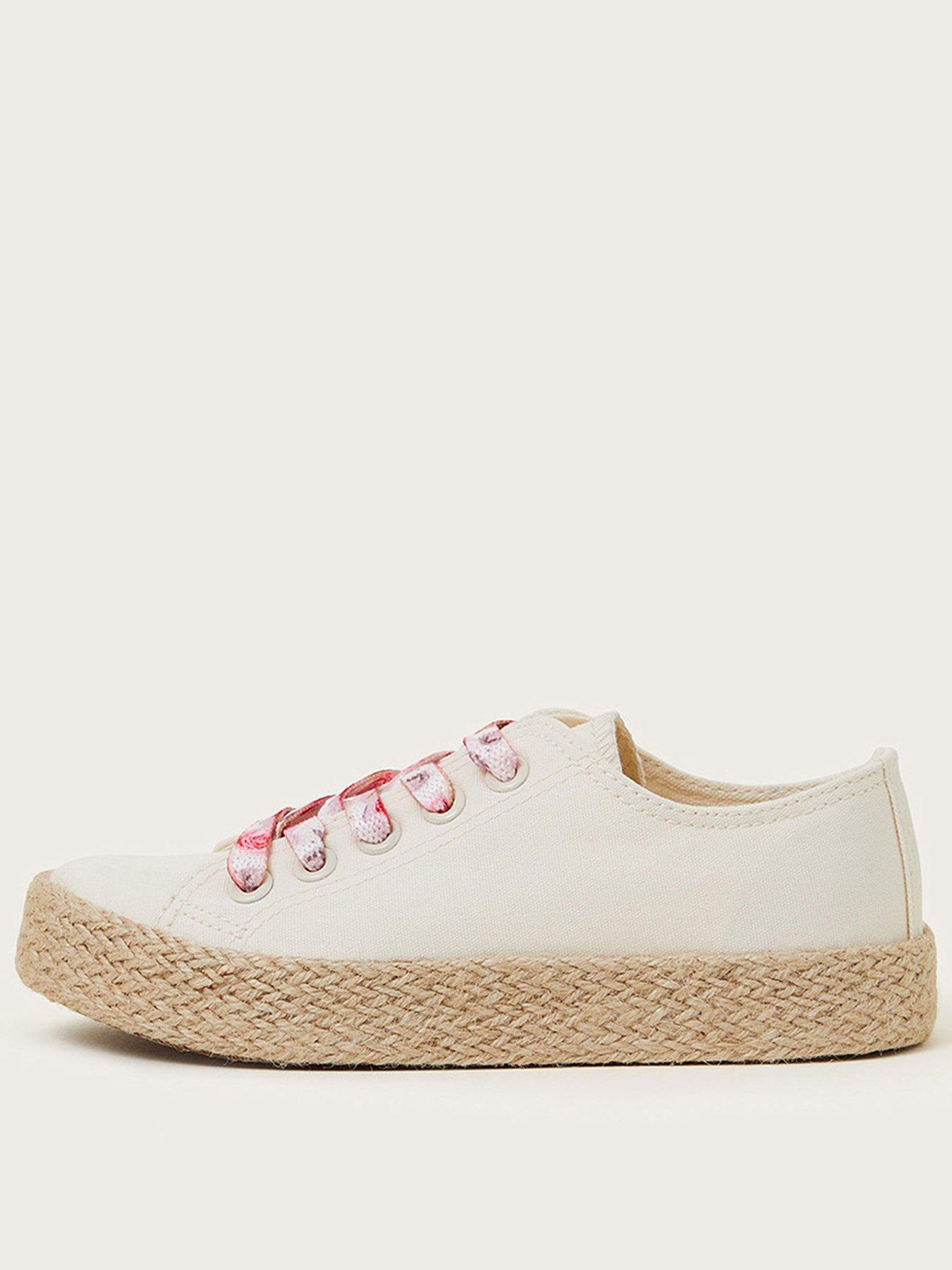 undefined Girls Canvas Espadrille Trainers - Light Cream