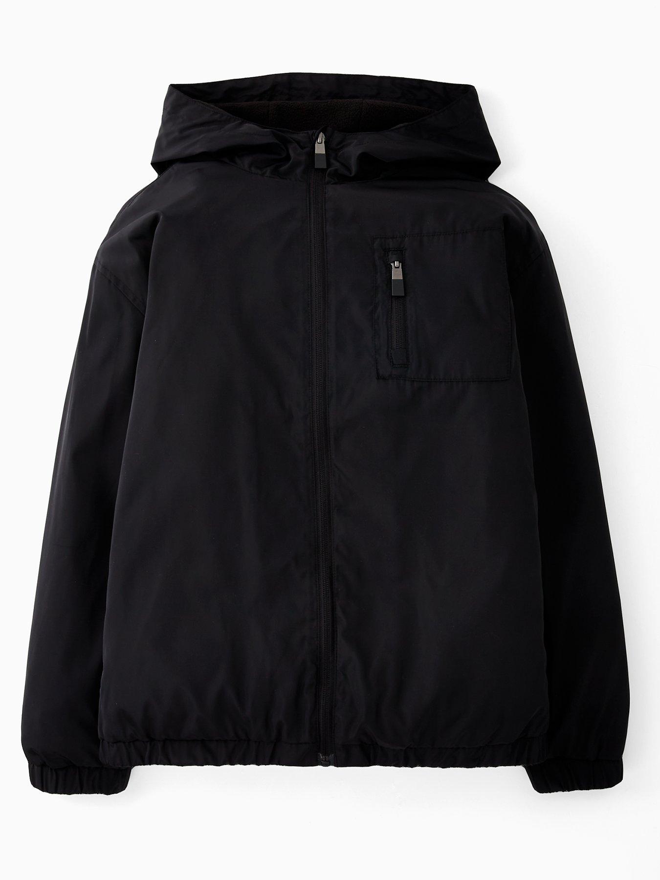 undefined Boys Sporty Zip Up Hooded Jacket - Black