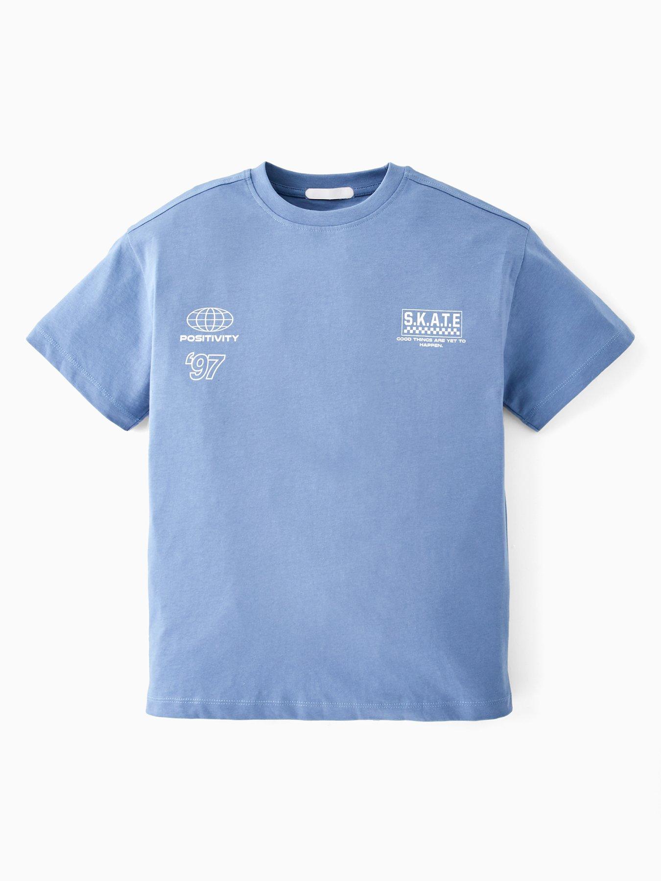 V by Very Boys Short Sleeve Skate Graphic T-Shirt - Blue