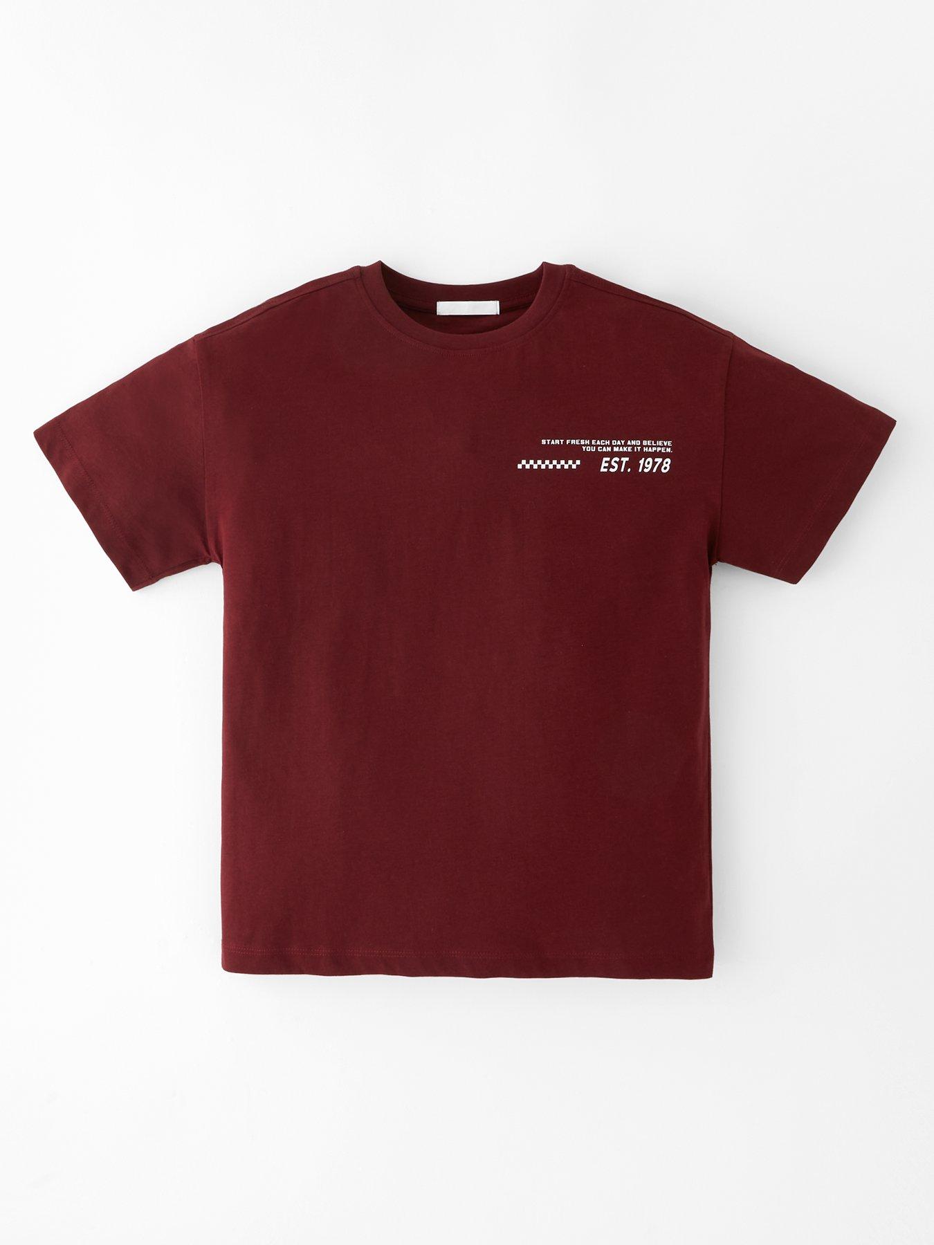 The Very Collection Boys Short Sleeve Pocket Detail T-Shirt - Dark Burgundy