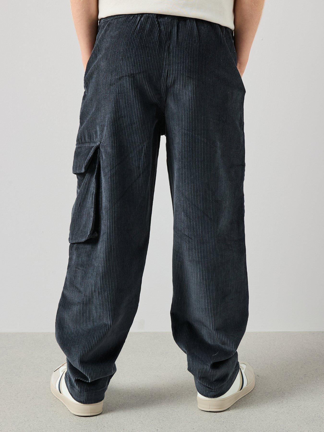 Image 2 of 6 of The Very Collection Boys Cord Wide Leg Cargo Trousers - Charcoal Grey