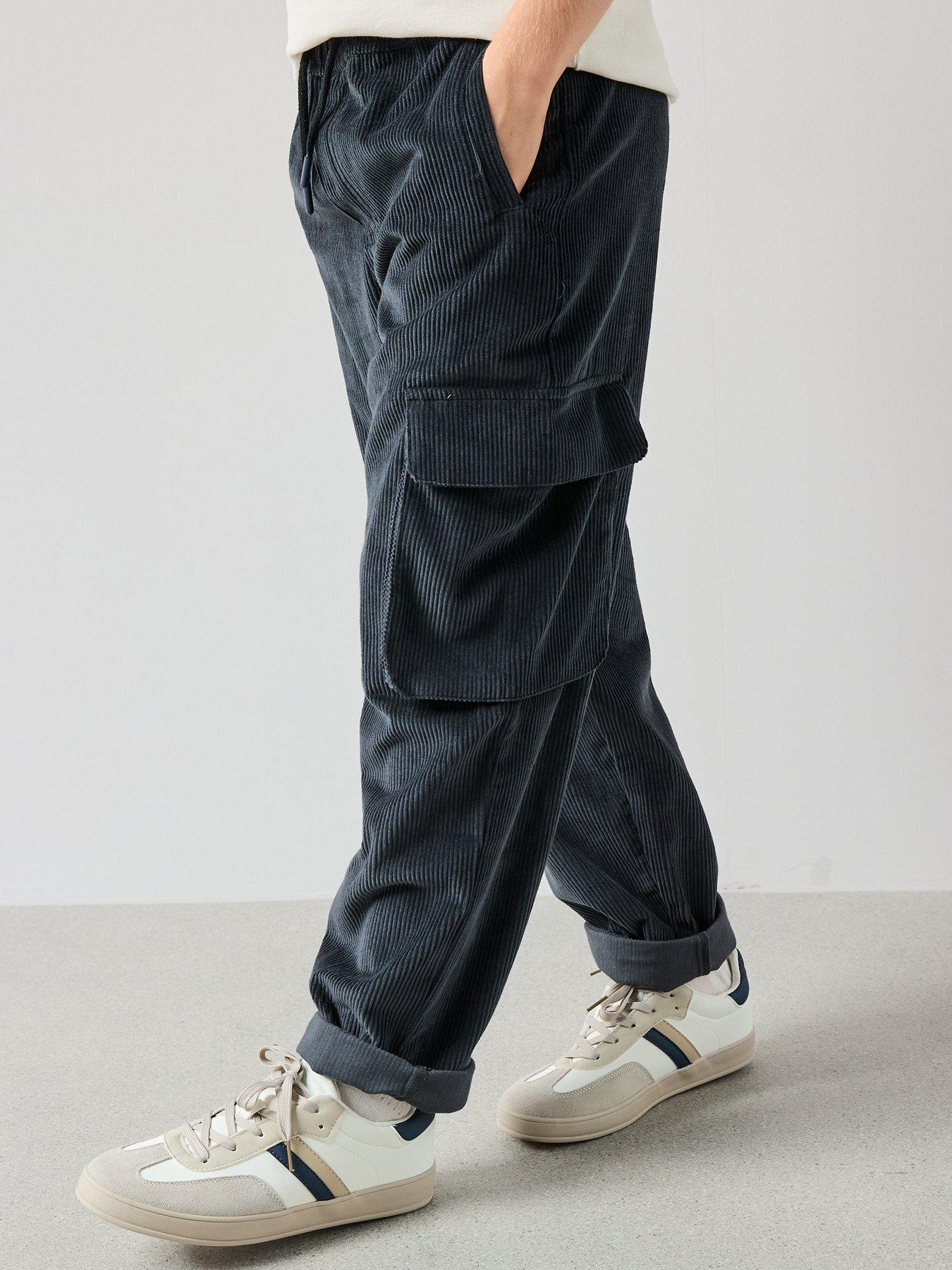 Image 5 of 6 of The Very Collection Boys Cord Wide Leg Cargo Trousers - Charcoal Grey