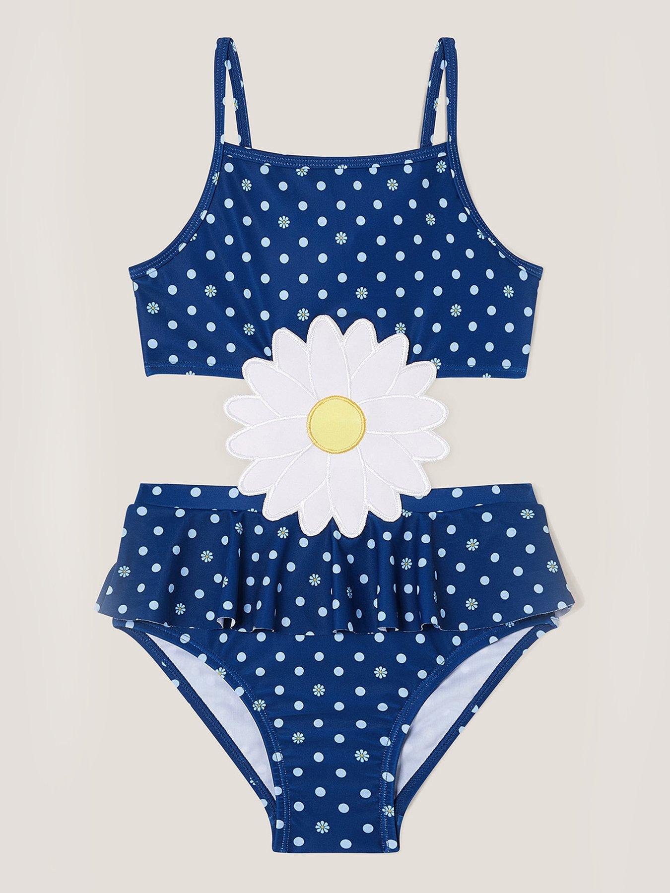 undefined Girls Amalfi Daisy Polka Dot Swimsuit - Blue