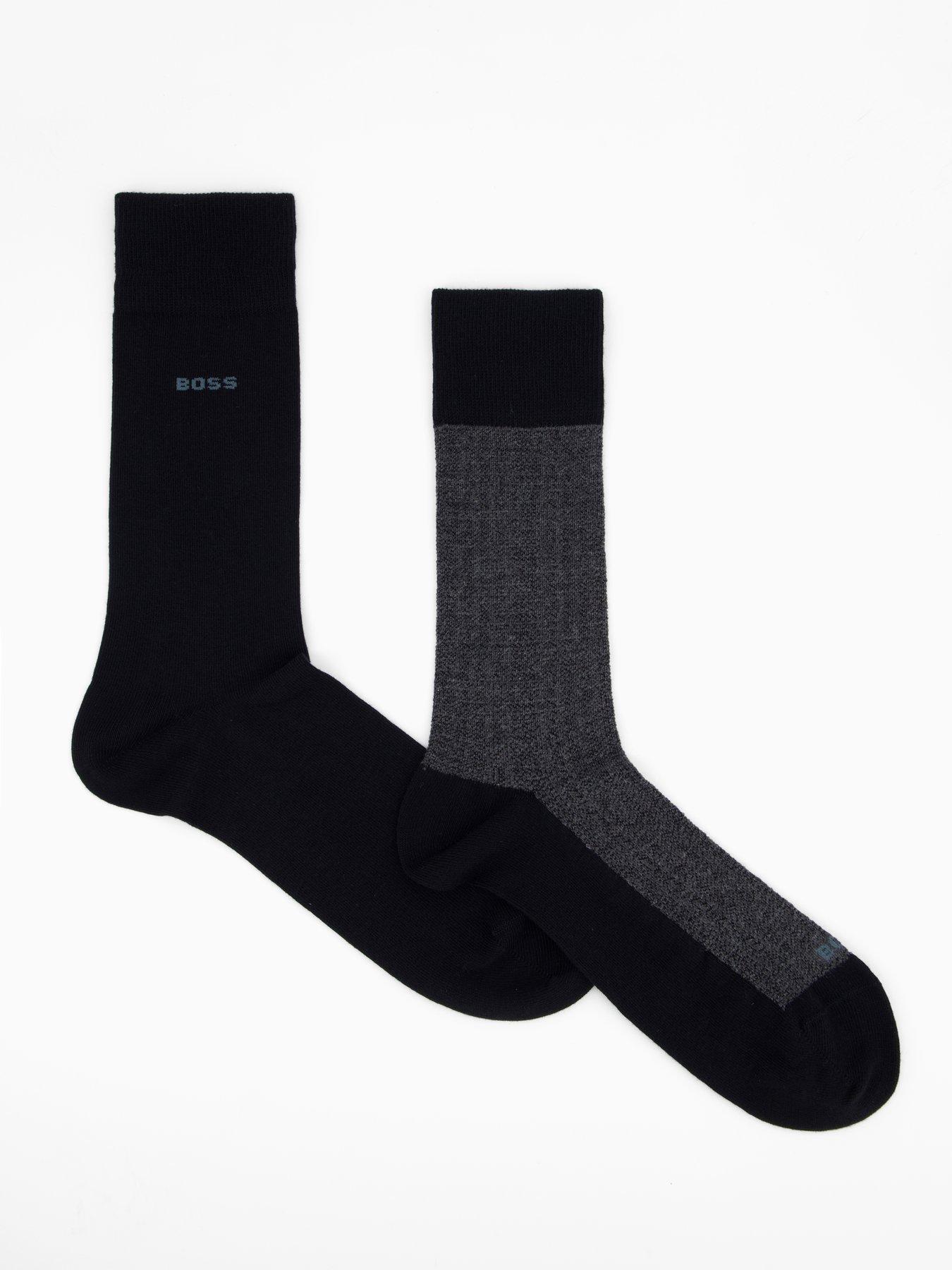 undefined 2 Pack Mini Pattern Crew Socks - Black