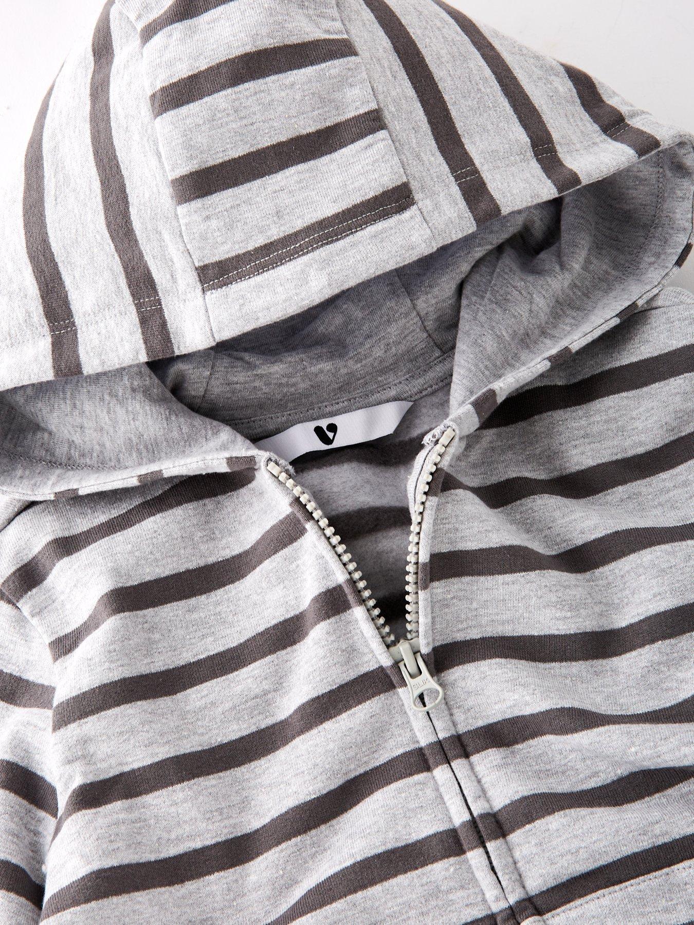 Image 3 of 4 of Mini V by Very Boys Strpe Zip Through Hoodie - Grey&nbsp;Stripe