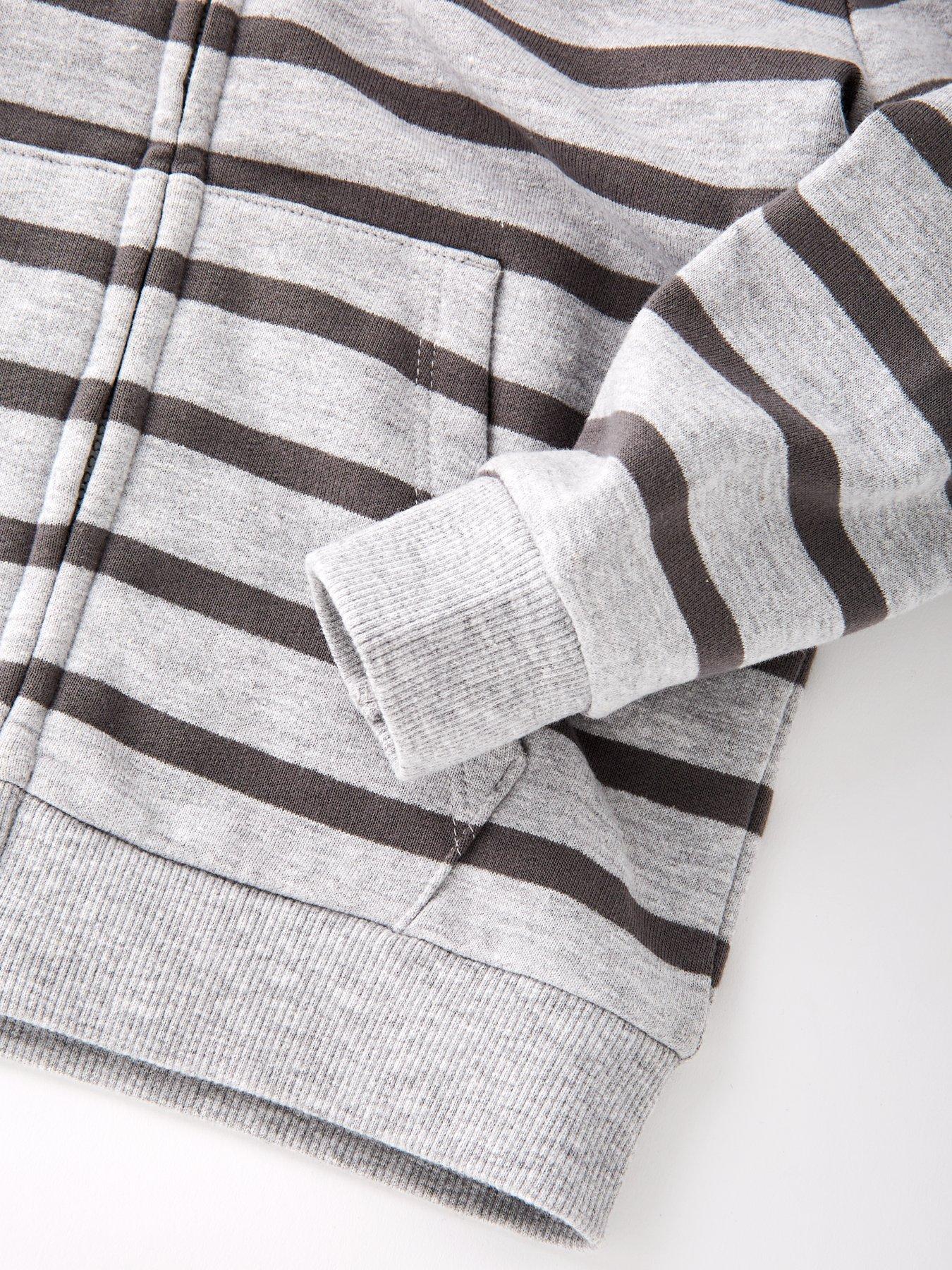 Image 4 of 4 of Mini V by Very Boys Strpe Zip Through Hoodie - Grey&nbsp;Stripe