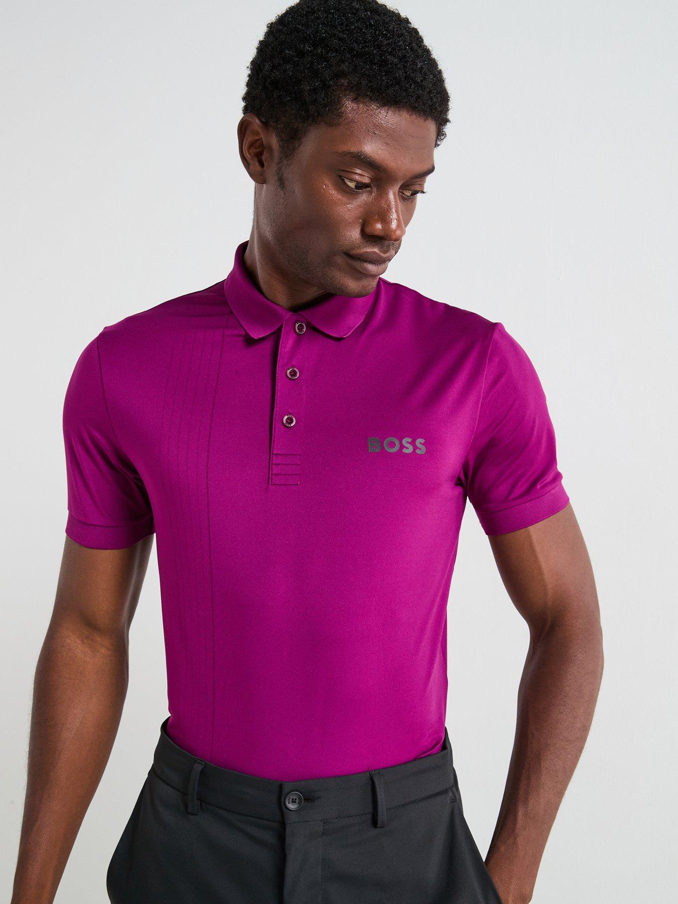 undefined Mens Golf Check Polo - Purple
