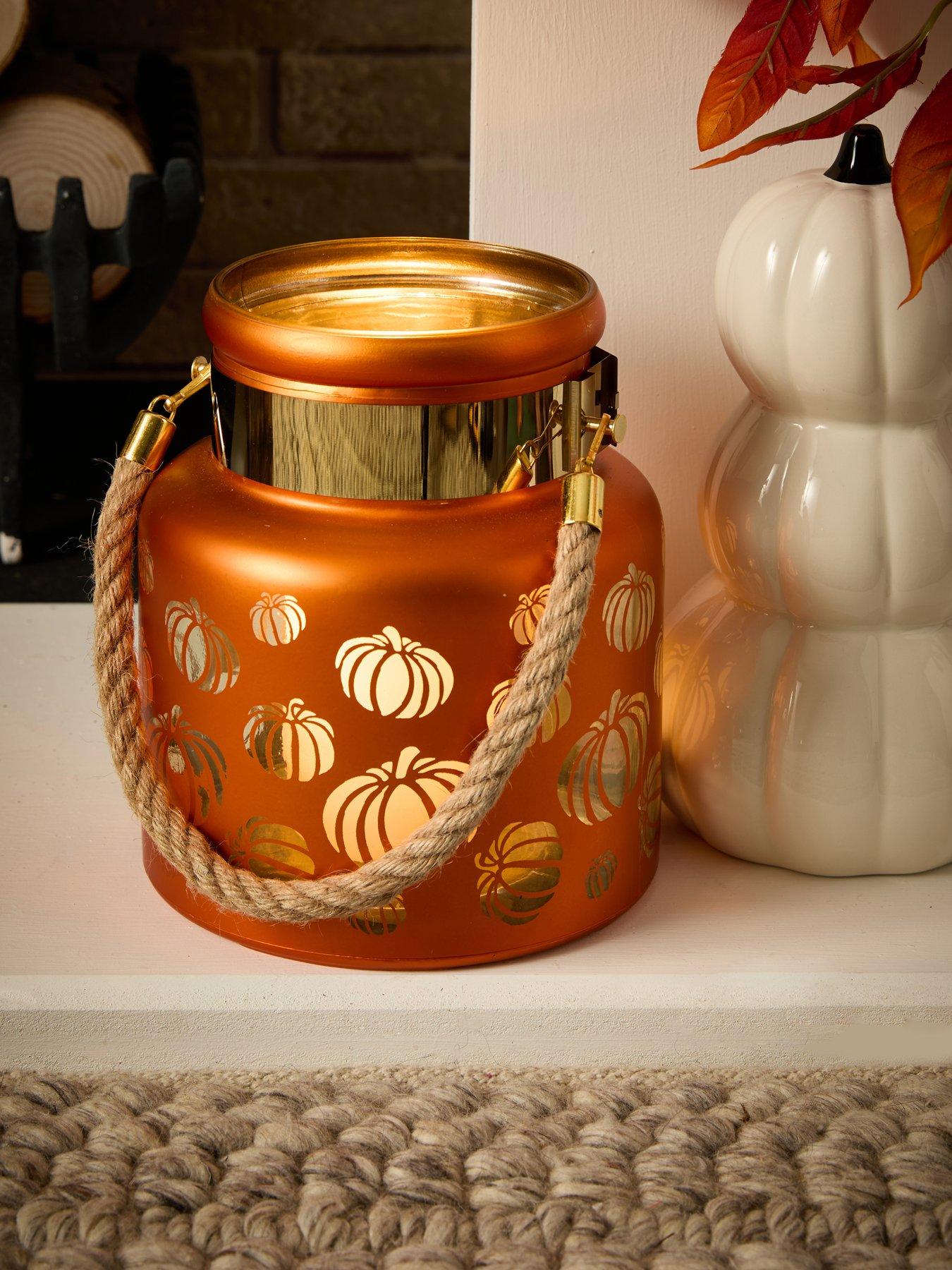 undefined Pumpkin Glass Lantern Halloween Decoration
