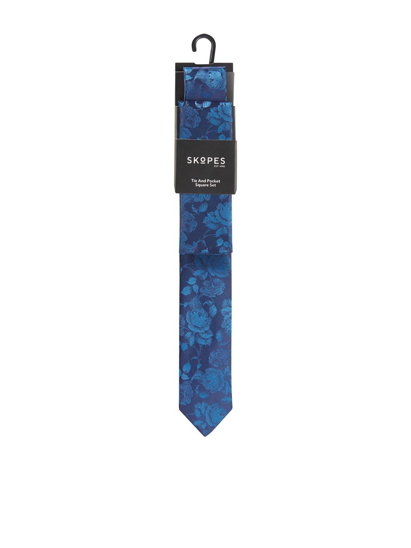 undefined Teal Floral Tie And Pocket Square Set