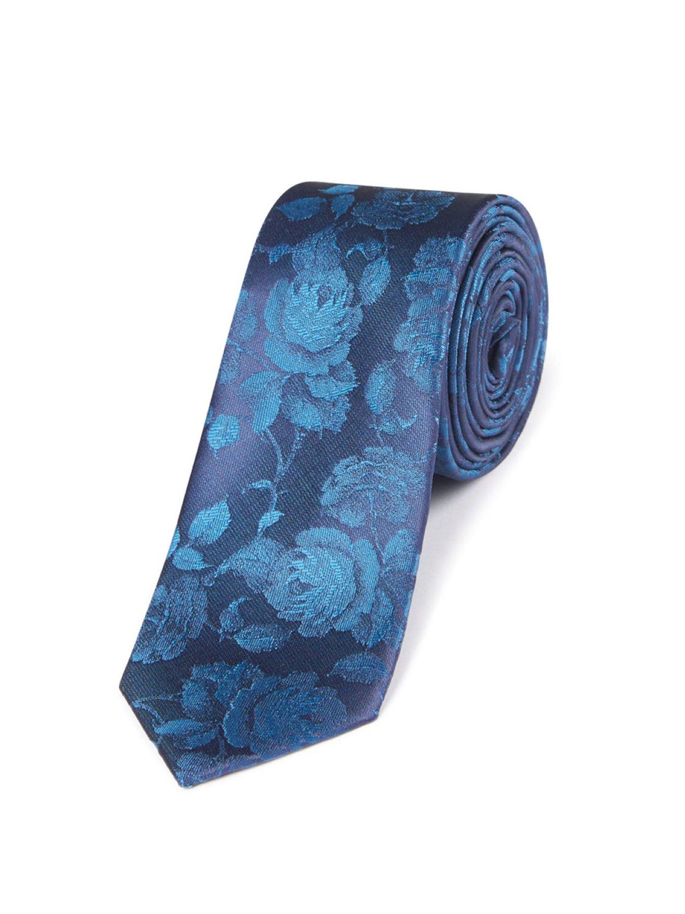 Image 2 of 4 of Skopes Teal Floral Tie And Pocket Square Set - Aqua