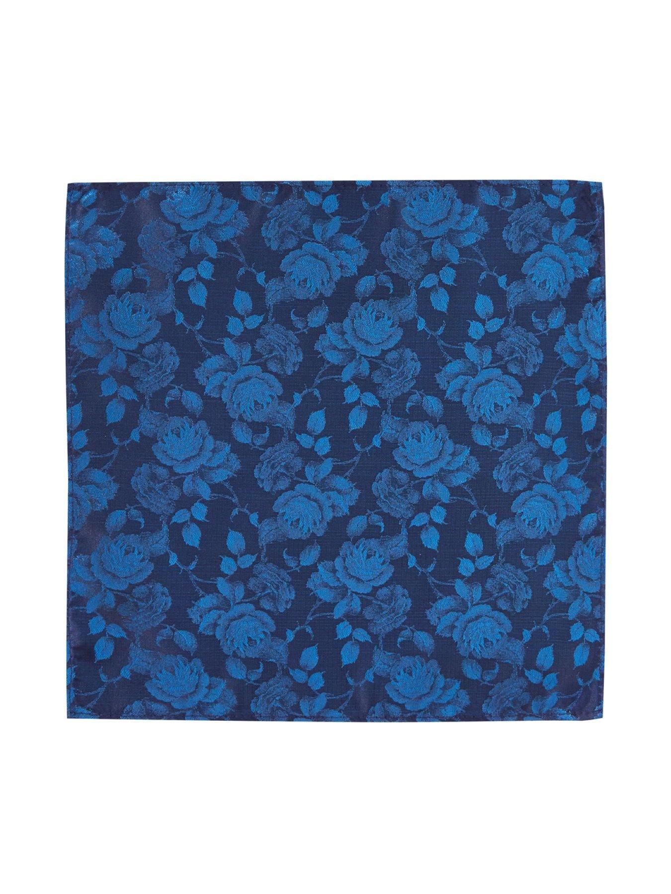 Image 3 of 4 of Skopes Teal Floral Tie And Pocket Square Set - Aqua
