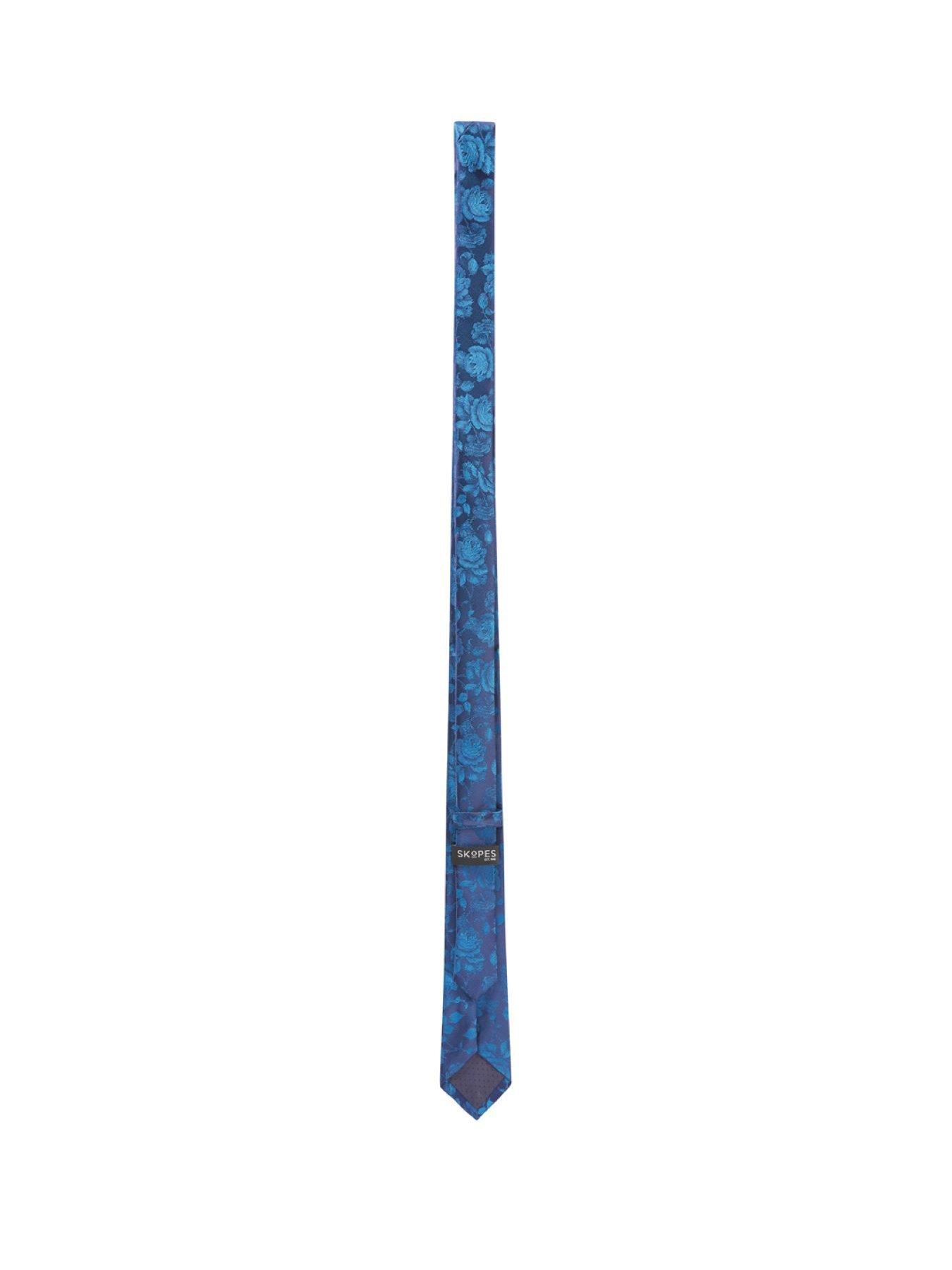Image 4 of 4 of Skopes Teal Floral Tie And Pocket Square Set - Aqua