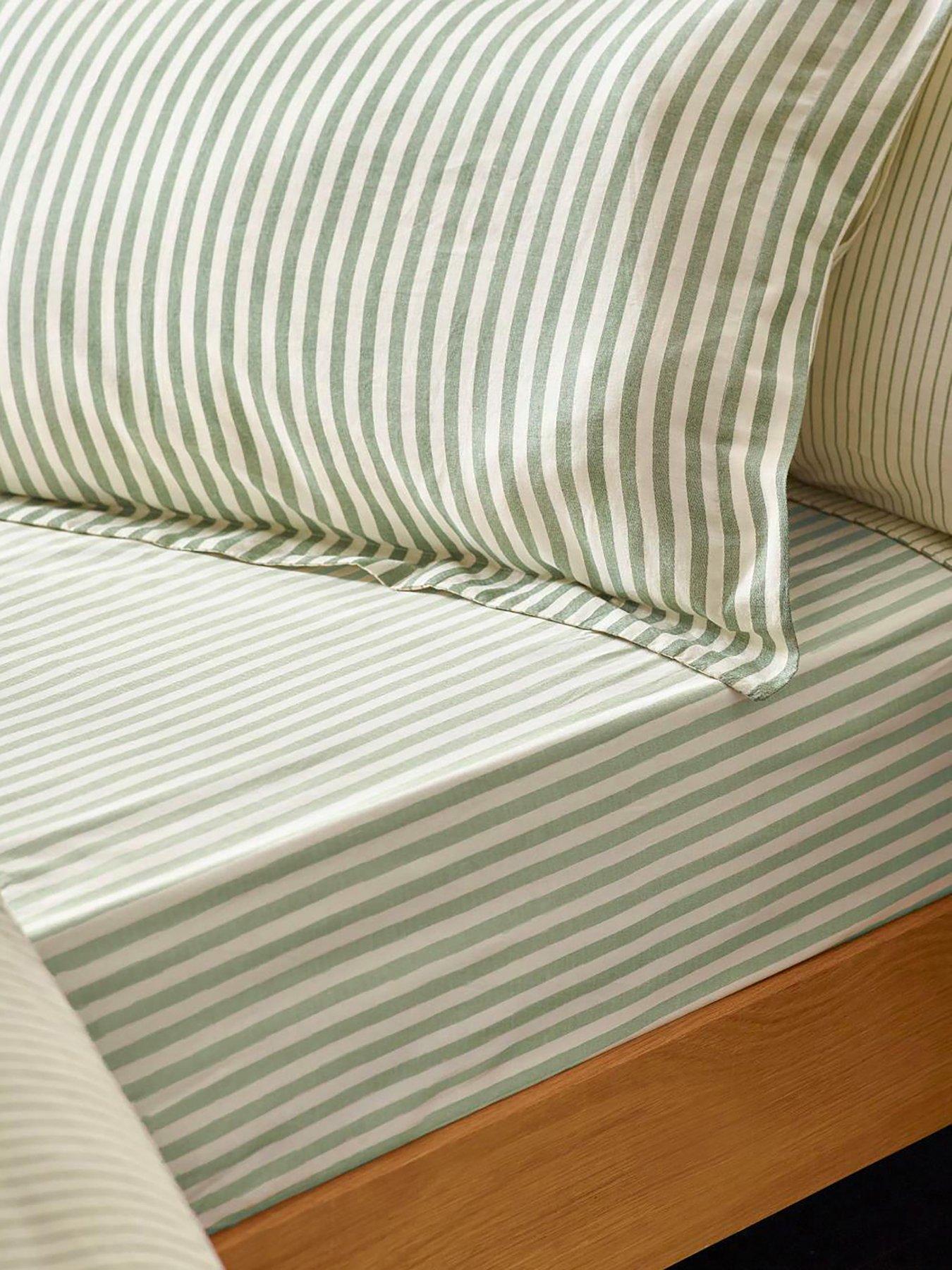 Yard Hebden Stripe 100% Cotton Fitted Sheets or Pillowcases - Forest