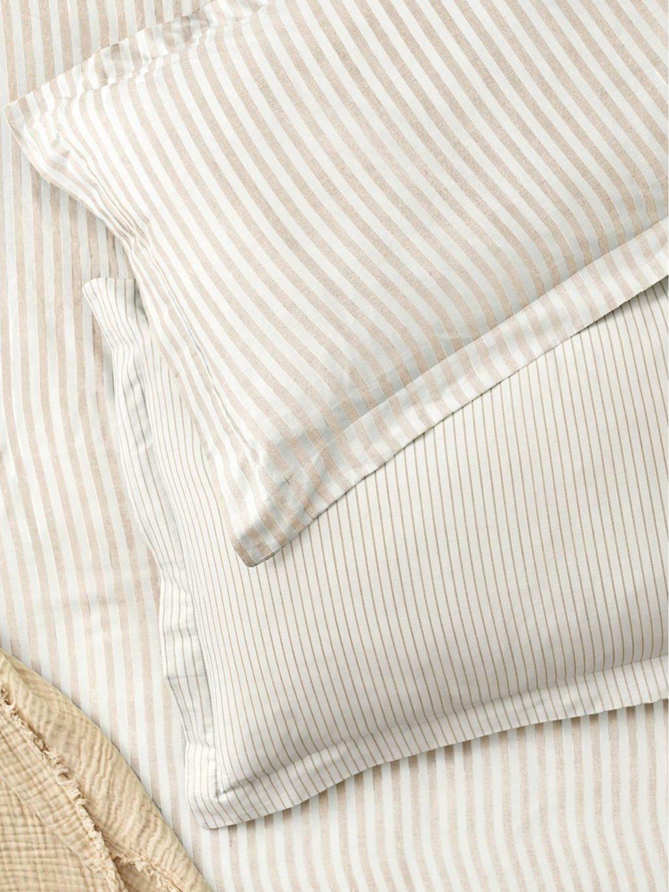 Yard Hebden Stripe 100% Cotton Fitted Sheets or Pillowcases - Natural