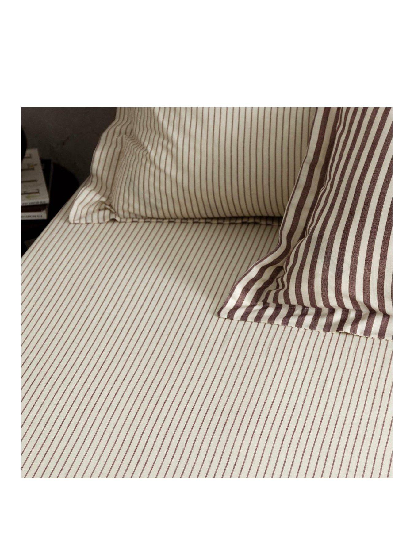 Image 2 of 2 of Yard Hebden Stripe 100% Cotton Fitted Sheets or Pillowcases - Beetroot