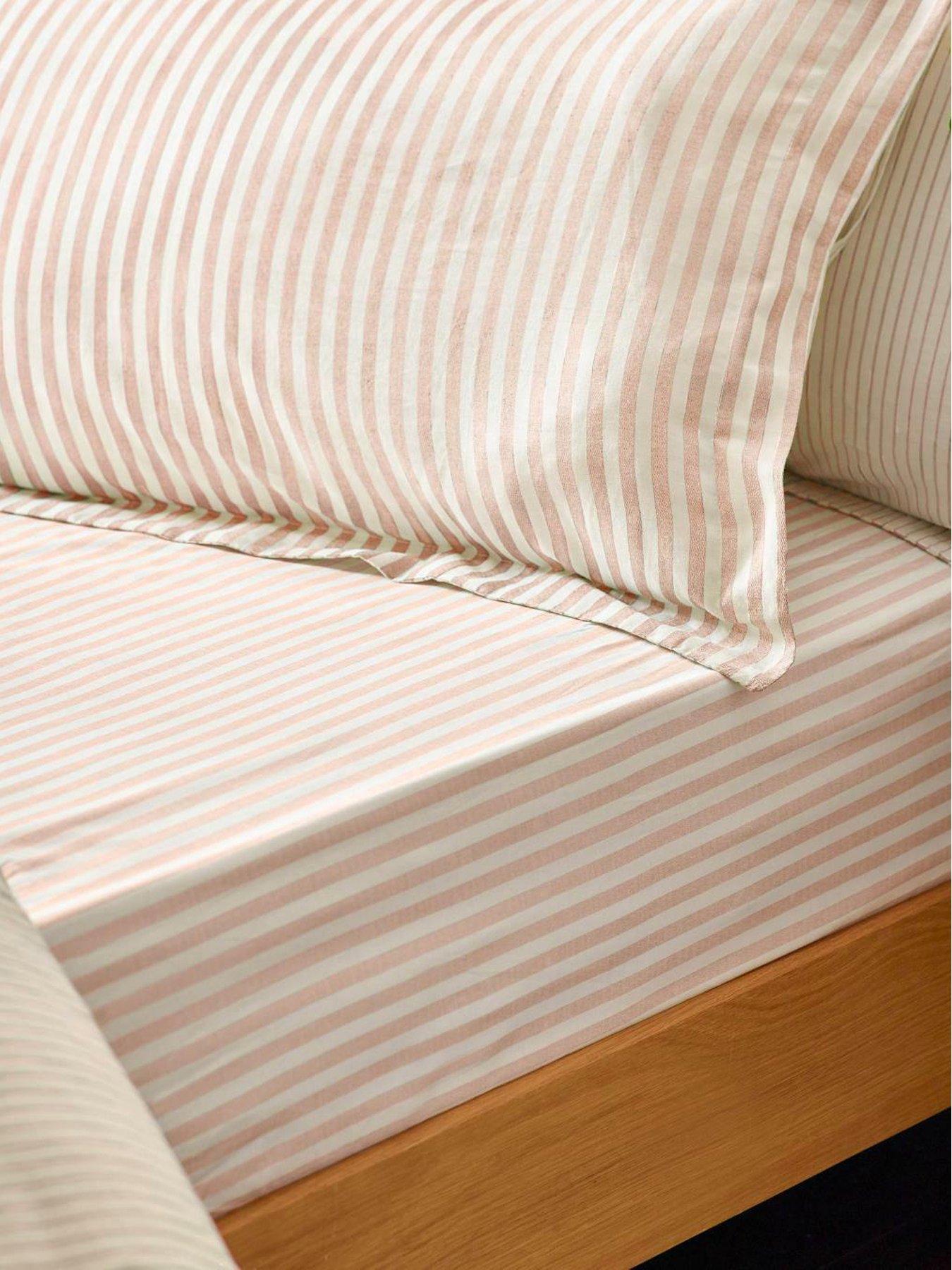 Image 1 of 2 of Yard Hebden Stripe 100% Cotton Fitted Sheets or Pillowcases - Blush