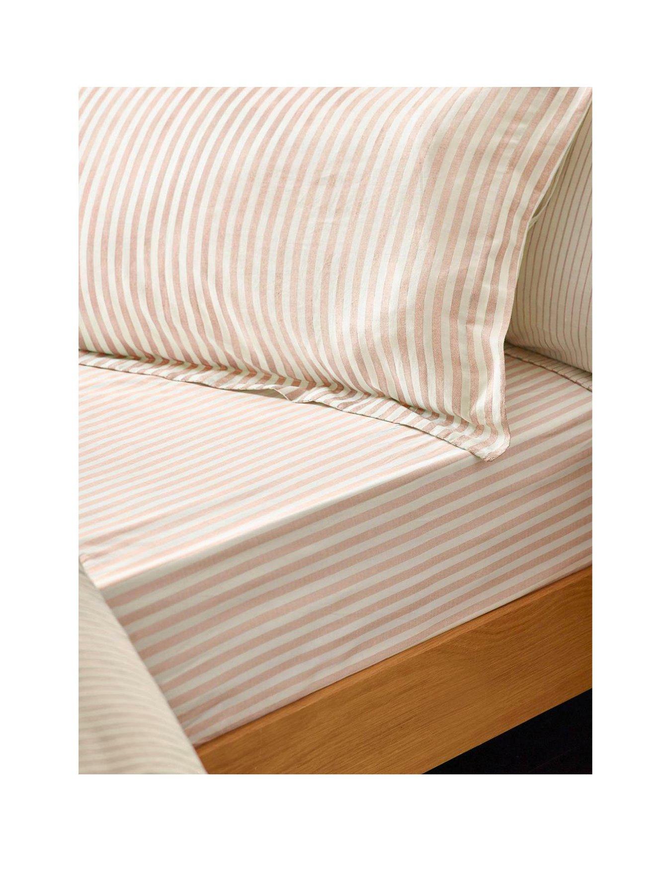 Image 2 of 2 of Yard Hebden Stripe 100% Cotton Fitted Sheets or Pillowcases - Blush