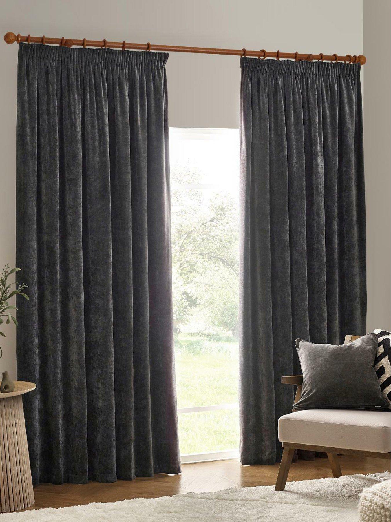 undefined Heavy Chenille Pencil Pleat Curtains