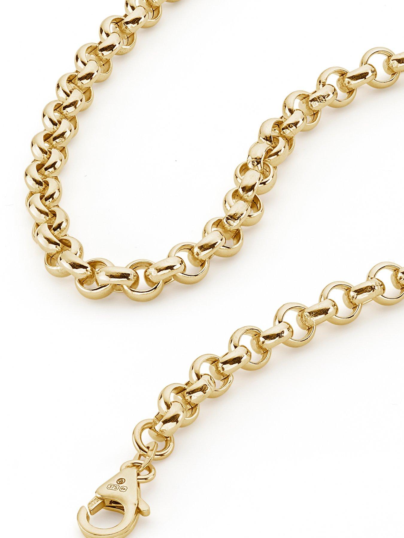 The Love Collection 9ct Yellow Gold Rolo Chain Necklace (5mm) 18 inch ...