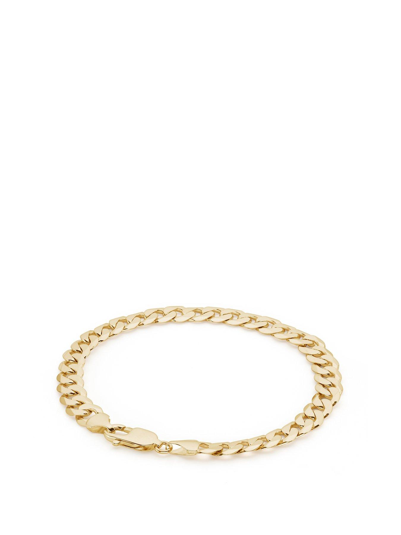 The Love Collection 9ct Yellow Gold Solid Curb Chain Bracelet (7mm) 8.25 inch