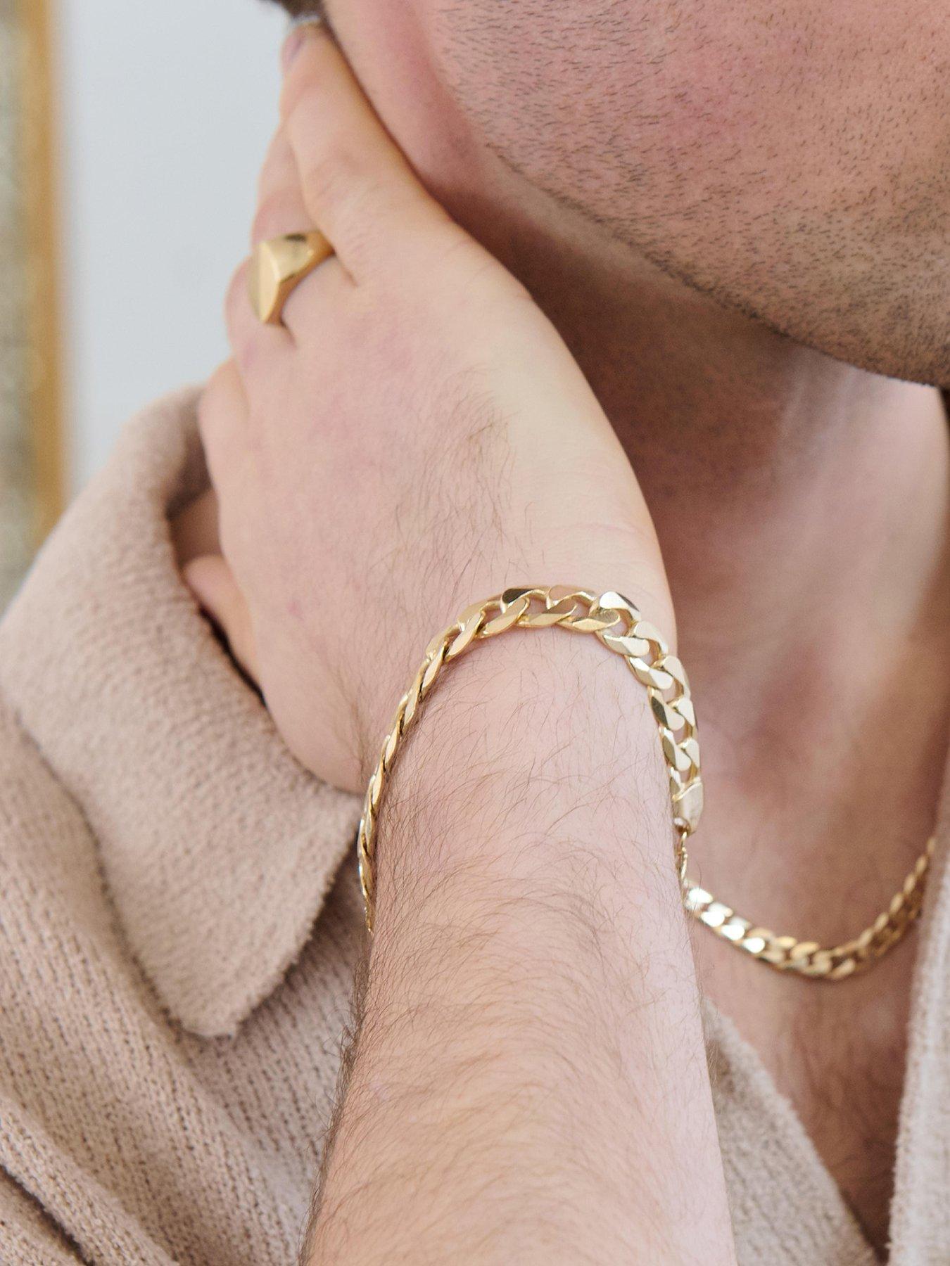 Image 1 of 5 of The Love Collection 9ct Yellow Gold Solid Curb Chain Bracelet (10mm) 8.25 inch