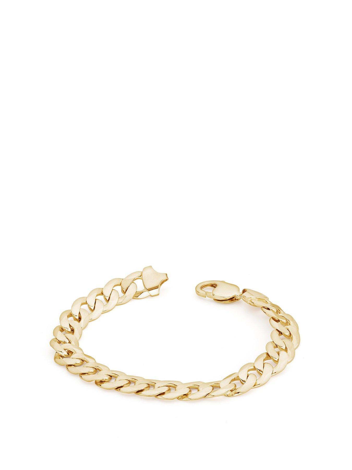 undefined 9ct Yellow Gold Solid Curb Chain Bracelet (10mm) 8.25 inch