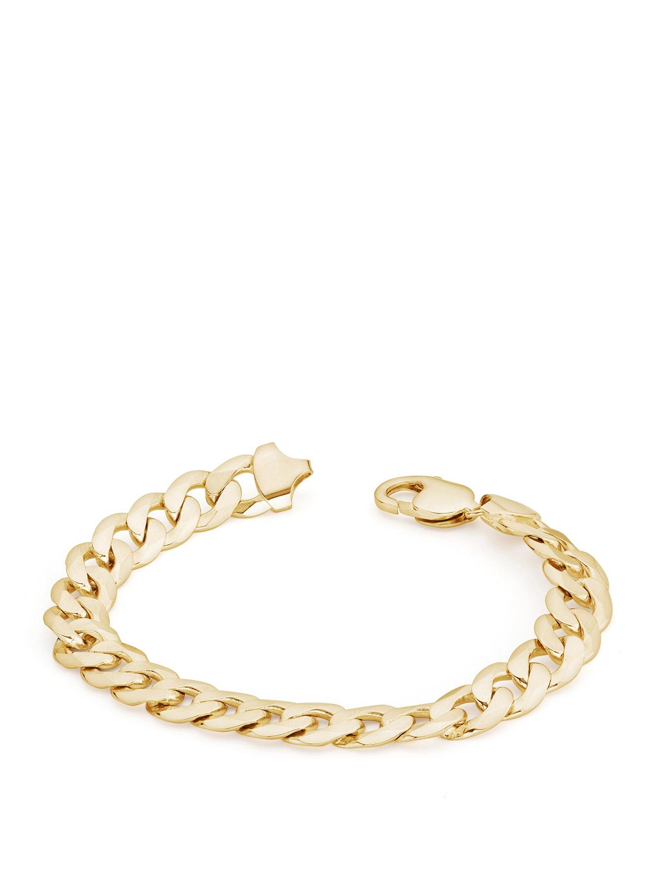 Image 2 of 5 of The Love Collection 9ct Yellow Gold Solid Curb Chain Bracelet (10mm) 8.25 inch