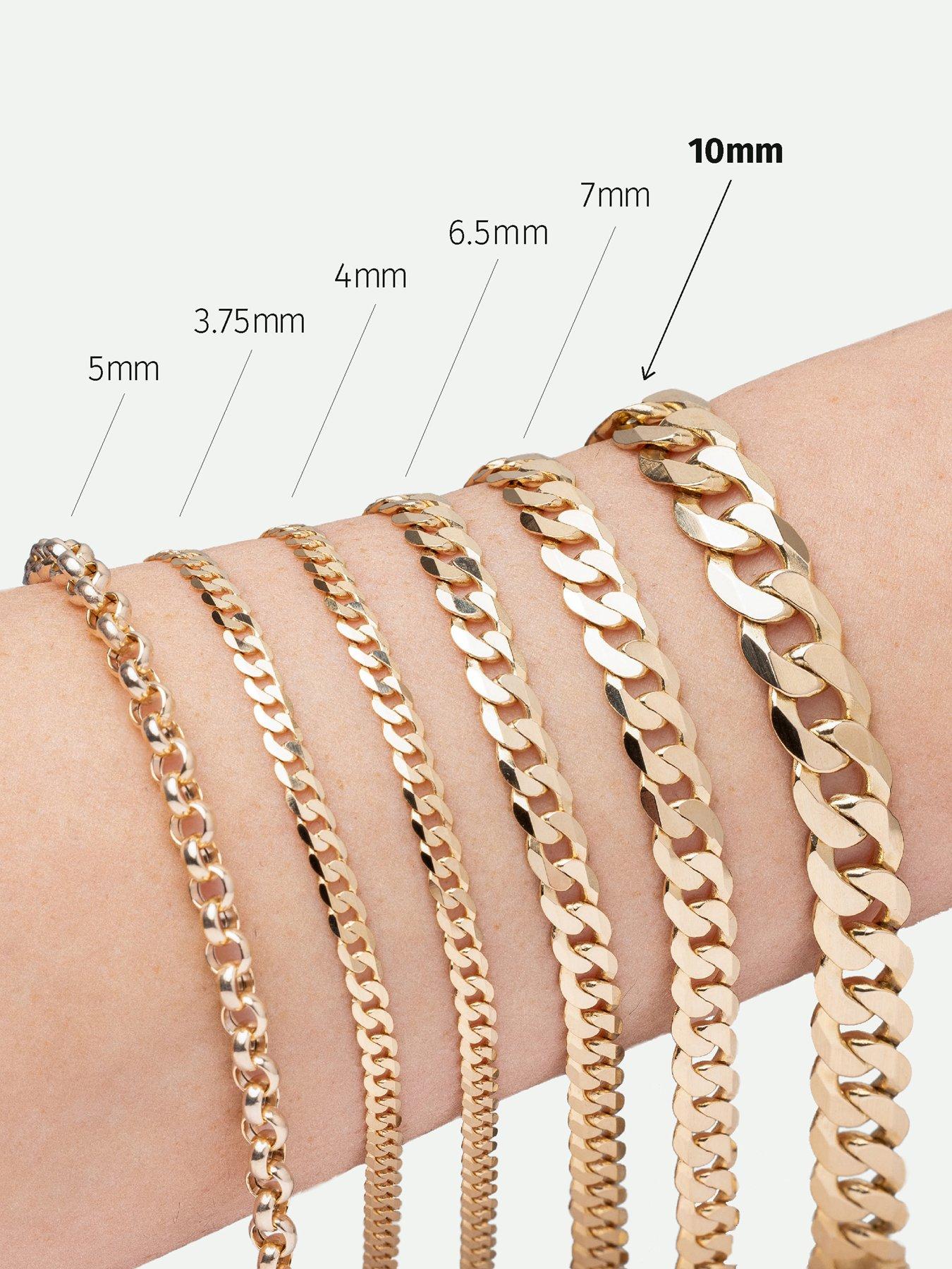Image 4 of 5 of The Love Collection 9ct Yellow Gold Solid Curb Chain Bracelet (10mm) 8.25 inch
