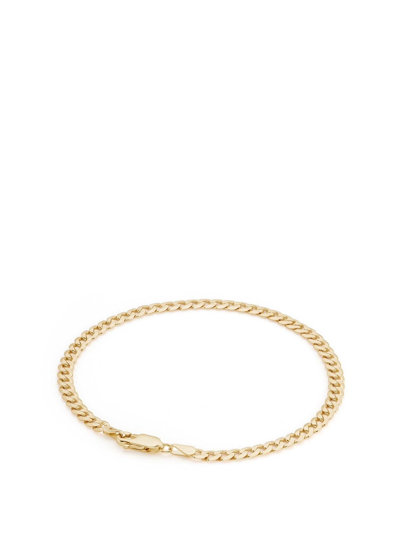 undefined 9ct Yellow Gold Solid Curb Chain Bracelet (4mm) 8 inch
