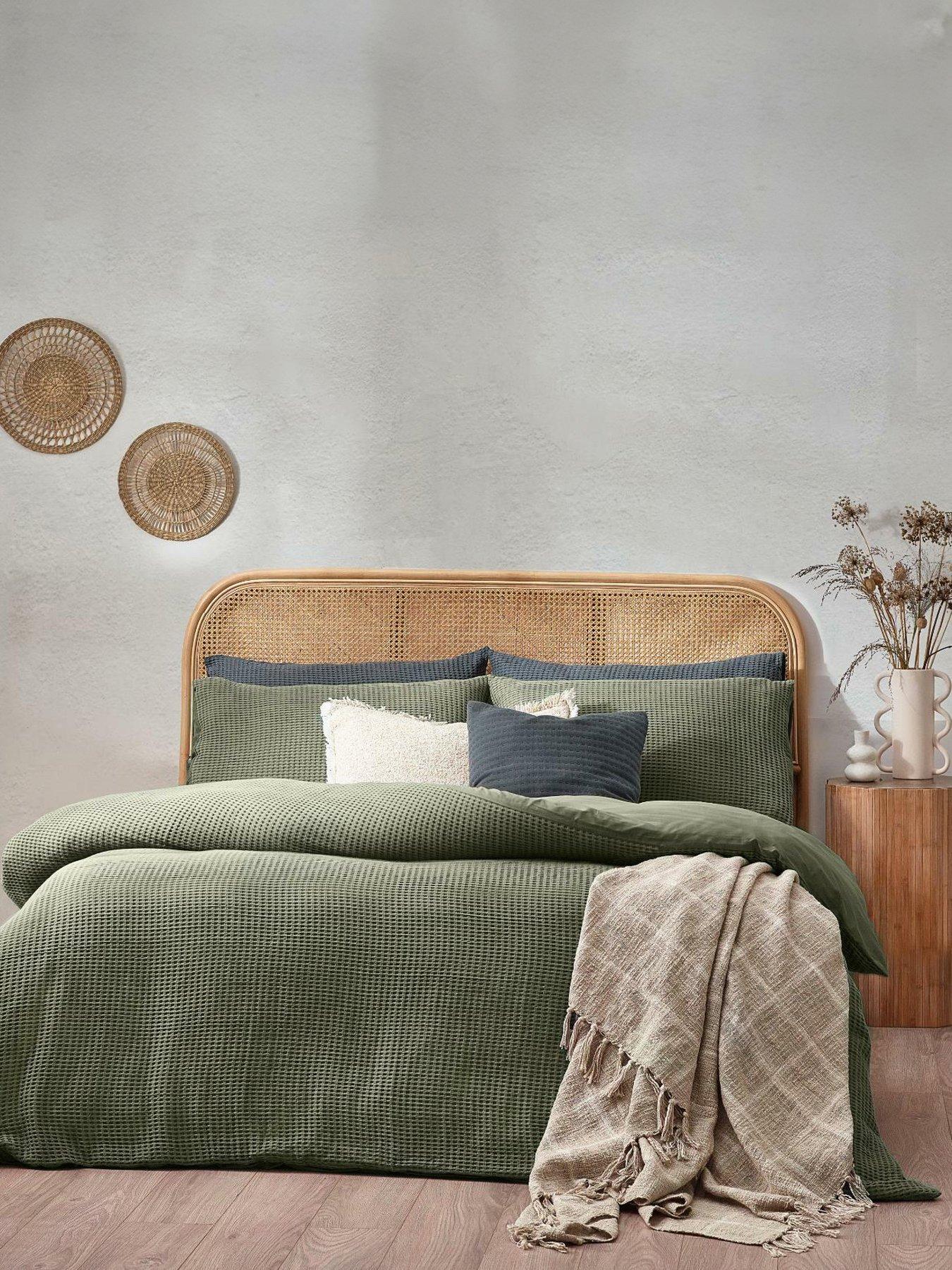 Yard  Chunky Waffle 100% Cotton Duvet Cover Set in Green
