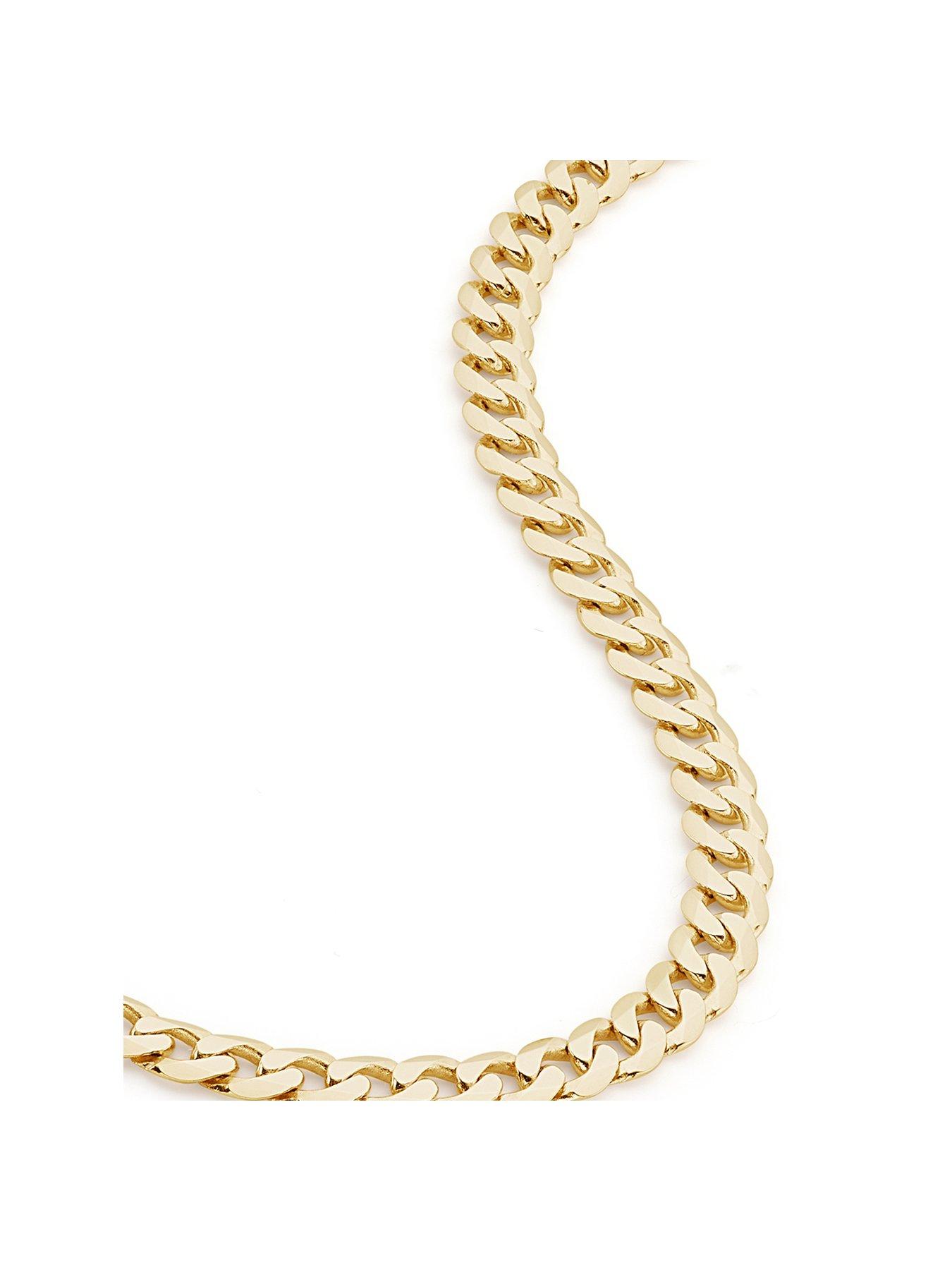 Image 1 of 7 of The Love Collection 9ct Yellow Gold Solid Curb Chain Necklace (6.5mm) 20 inch