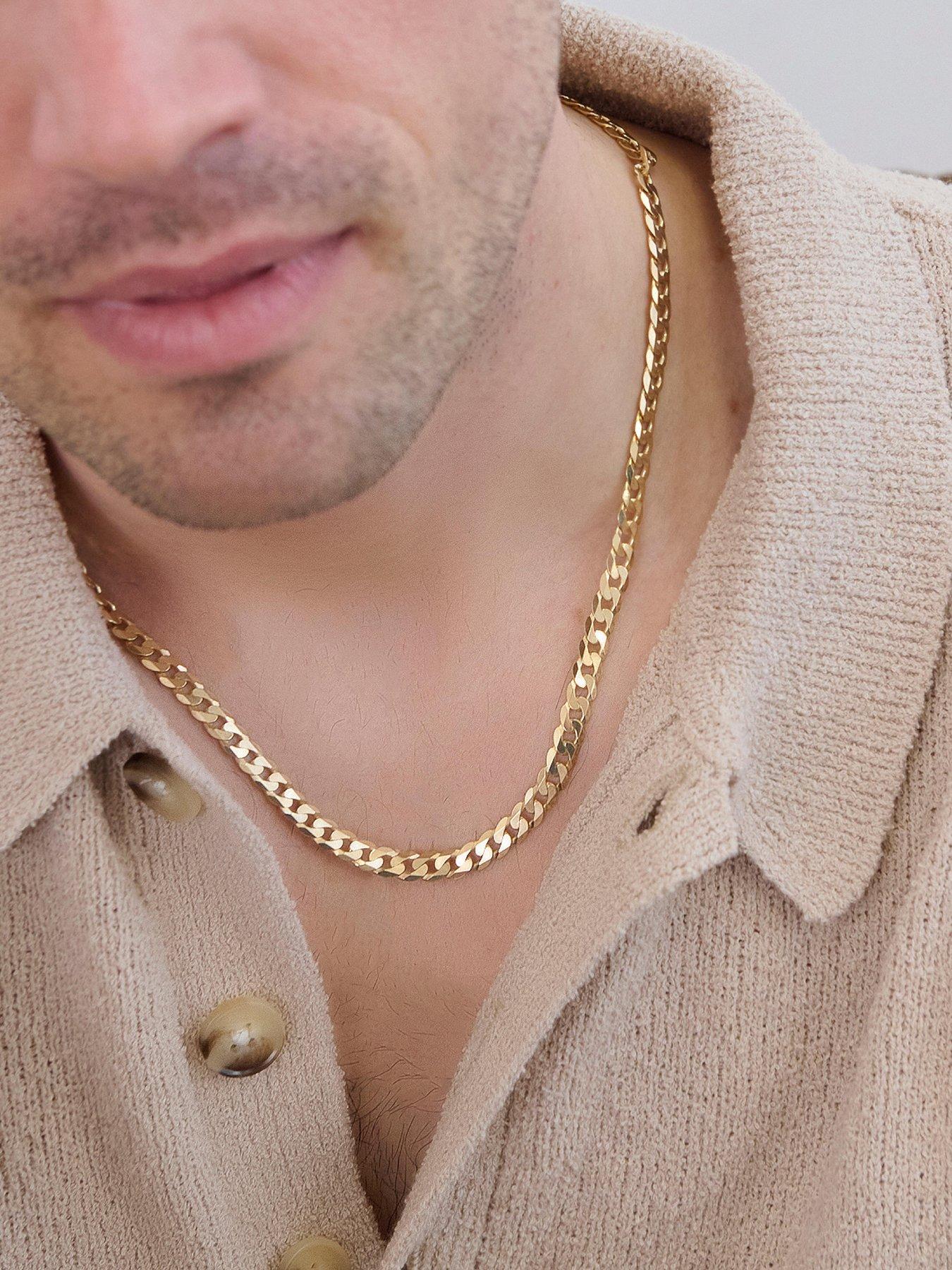 Image 2 of 7 of The Love Collection 9ct Yellow Gold Solid Curb Chain Necklace (6.5mm) 20 inch