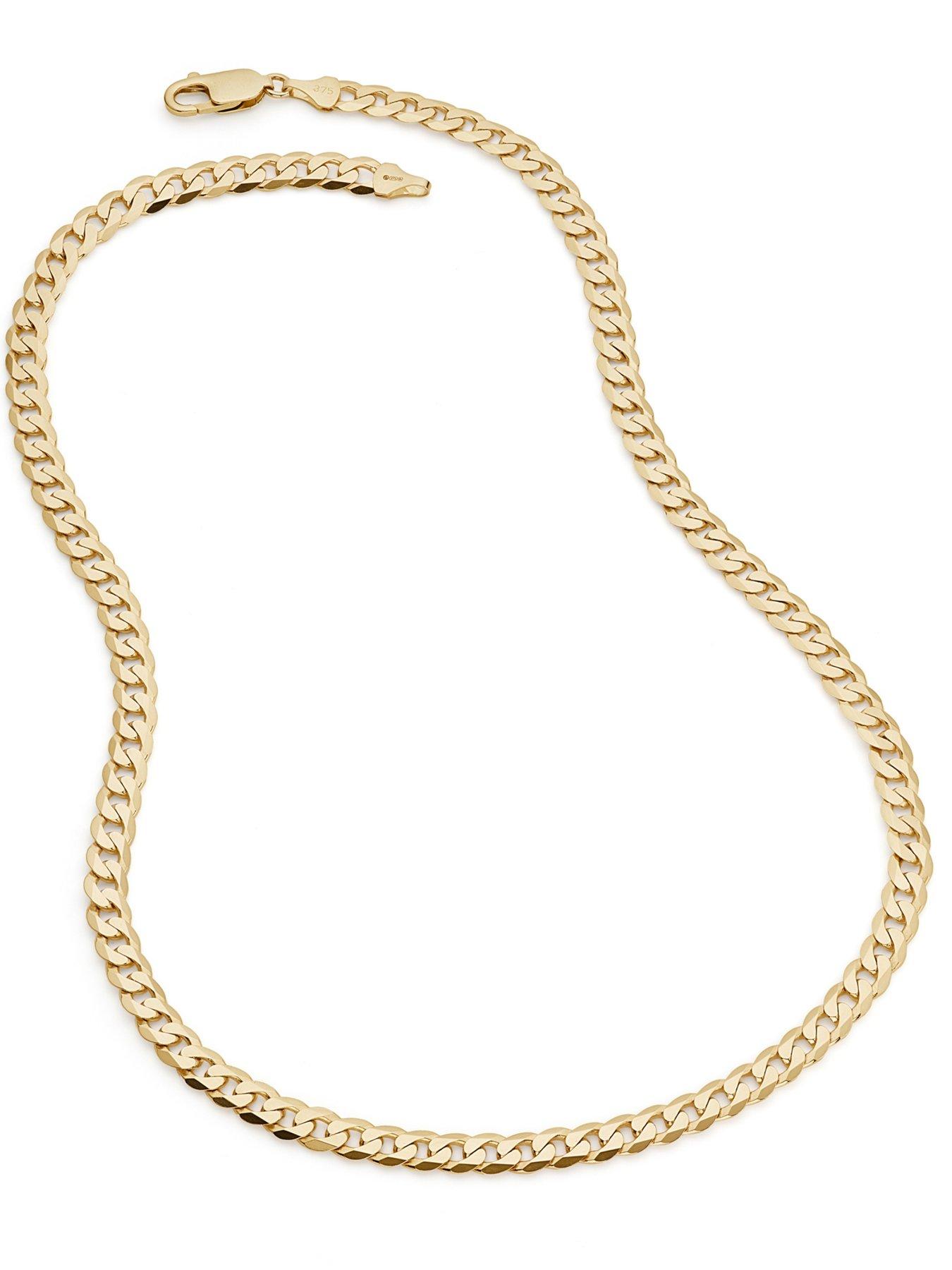 Image 3 of 7 of The Love Collection 9ct Yellow Gold Solid Curb Chain Necklace (6.5mm) 20 inch