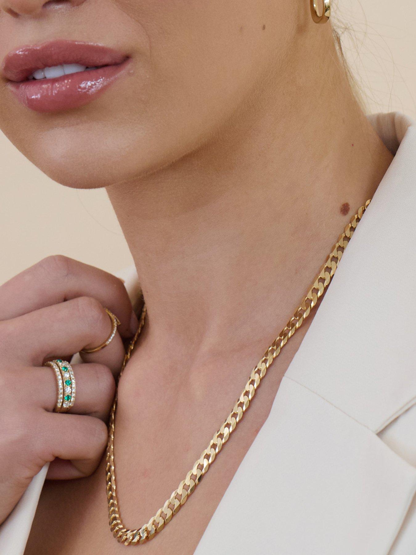 Image 7 of 7 of The Love Collection 9ct Yellow Gold Solid Curb Chain Necklace (6.5mm) 20 inch