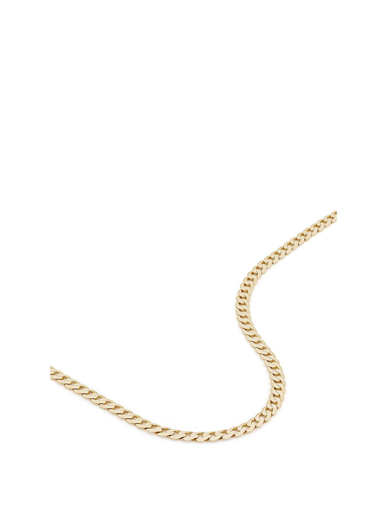 The Love Collection 9ct Yellow Gold Solid Curb Chain Necklace (3.75mm) 18 inch