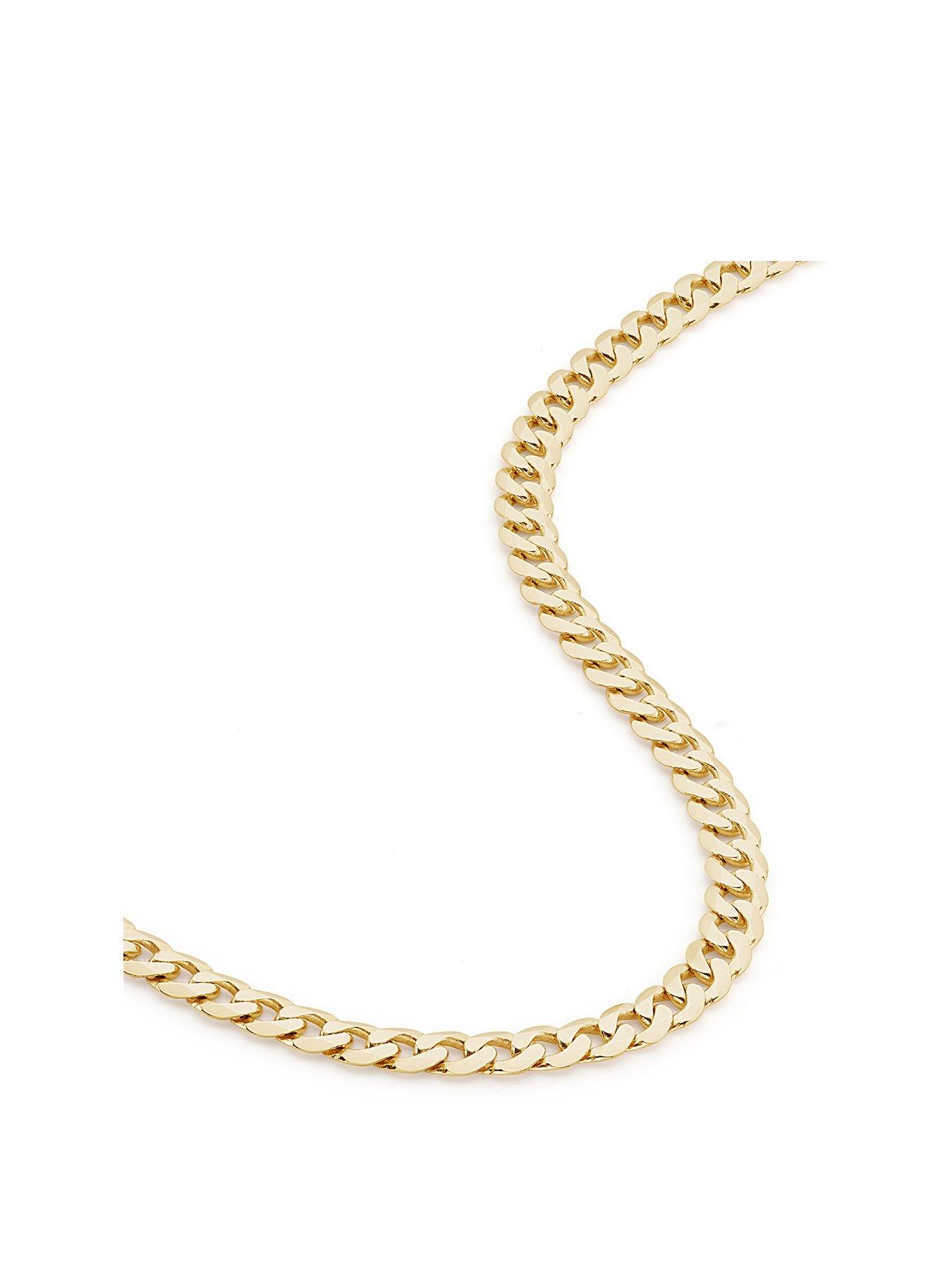 The Love Collection 9ct Yellow Gold Solid Curb Chain Necklace (4mm) 22 inch
