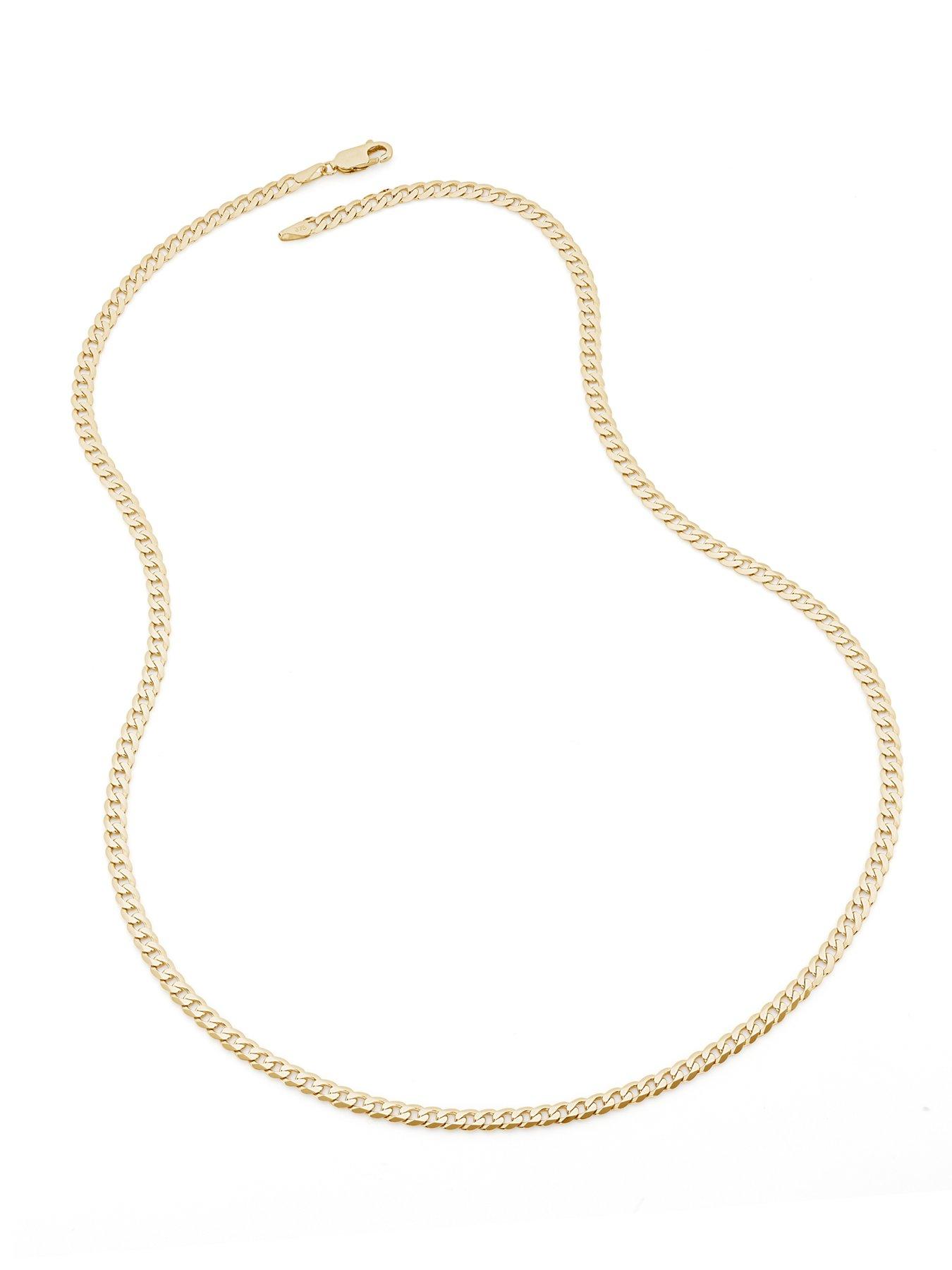 Image 3 of 6 of The Love Collection 9ct Yellow Gold Solid Curb Chain Necklace (4mm) 22 inch