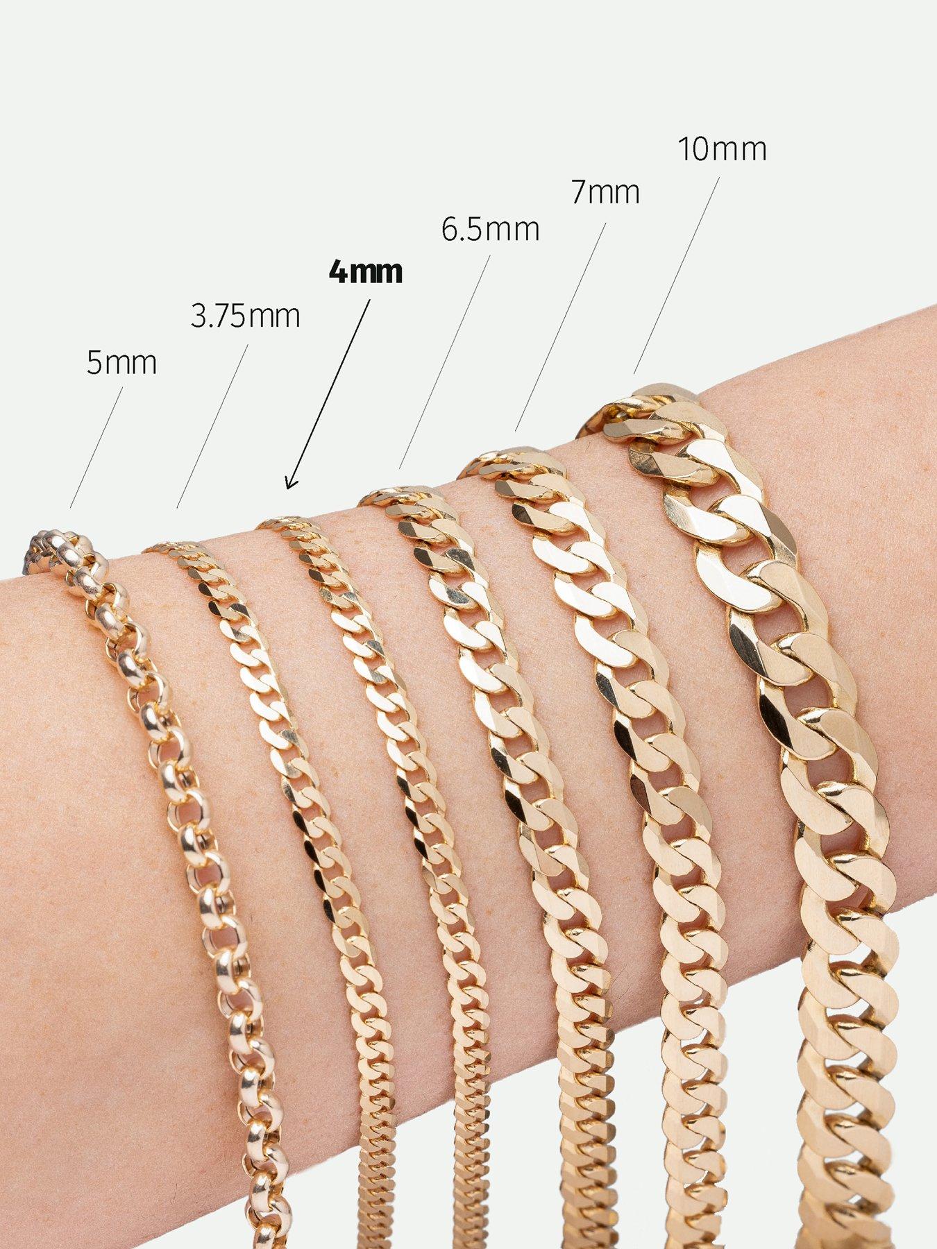 Image 5 of 6 of The Love Collection 9ct Yellow Gold Solid Curb Chain Necklace (4mm) 22 inch