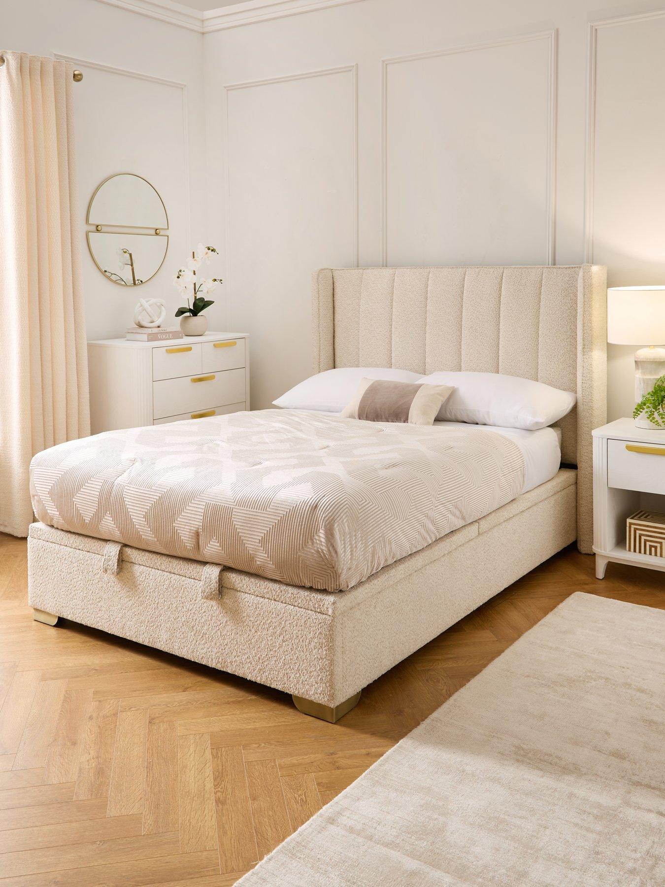 Very Home New Dakota Boucle Lift Up Ottoman Bed with Mattress Options (Buy  &  SAVE!) - Natural