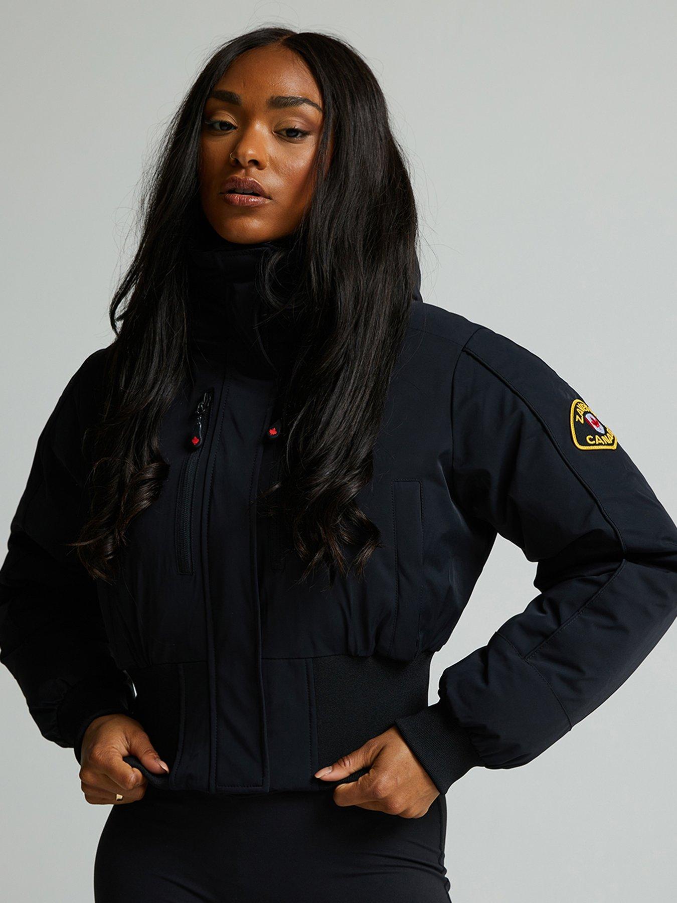 Zavetti Canada Ossani Split Hood Crop Puffer Bomber Jacket - Black
