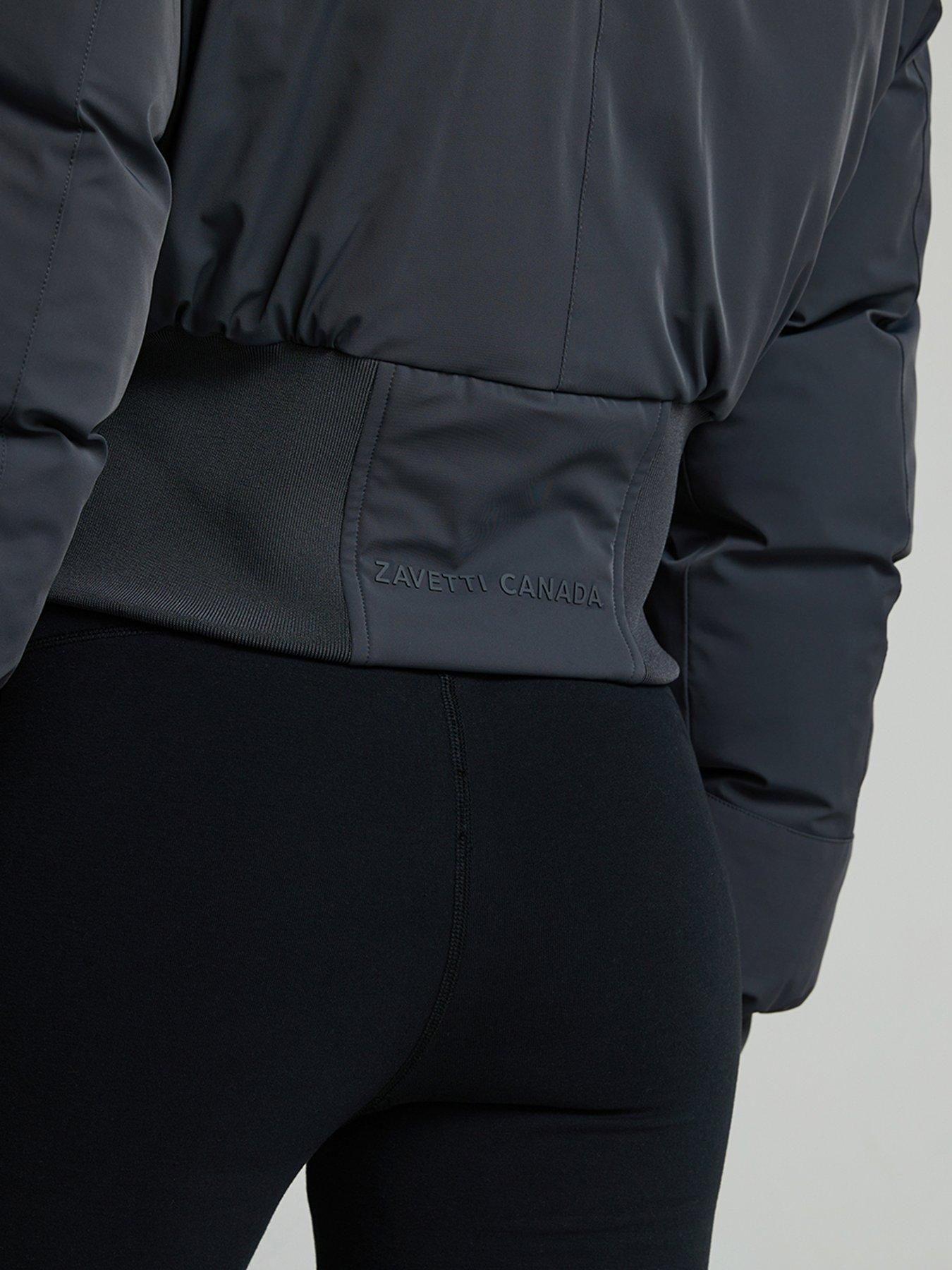 Image 6 of 6 of Zavetti Canada Ossani Split Hood Crop Puffer Bomber Jacket - Grey