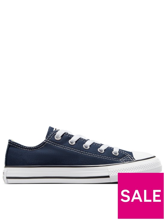 front image of converse-chuck-taylor-all-star-ox-childrens-unisex-trainers--navy