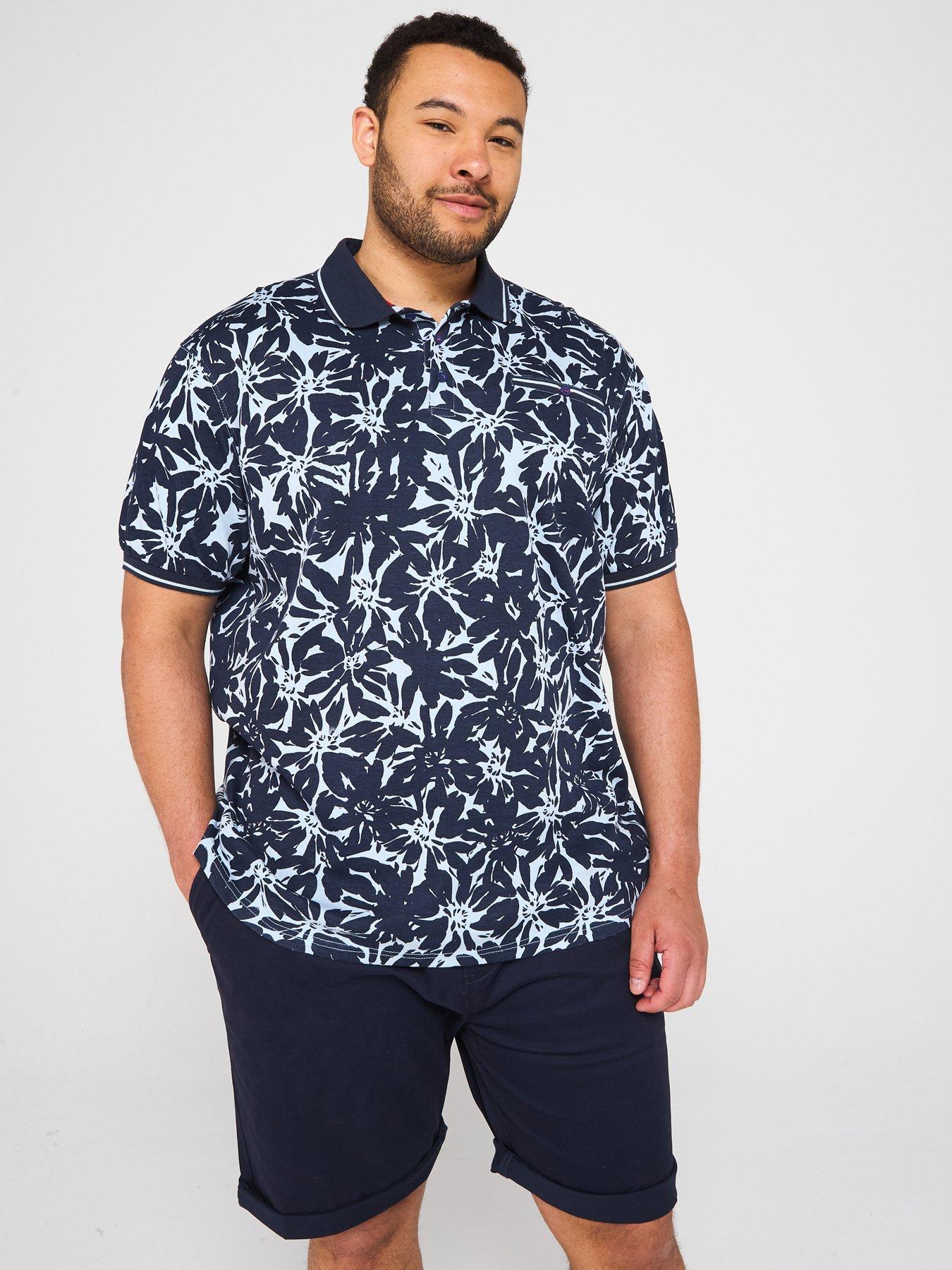 undefined Hawaiian Print Short Sleeve Polo Shirt