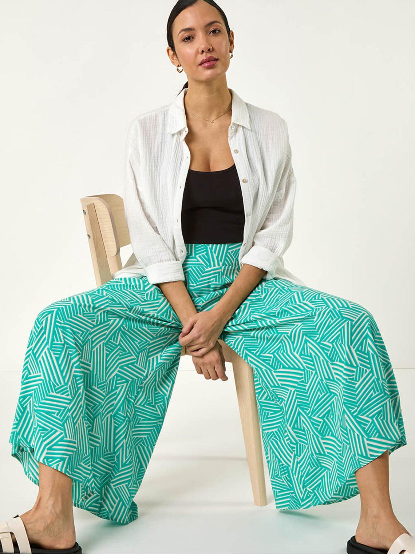 undefined Geometric Print Cullotte Trousers - Mint