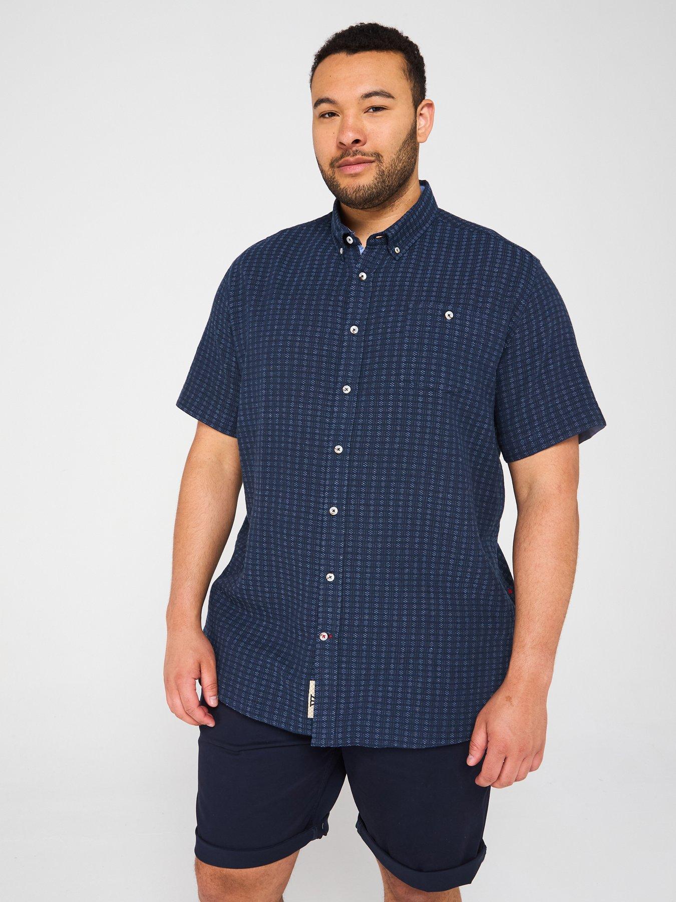 undefined Jacquard Linen Mix Short Sleeve Shirt