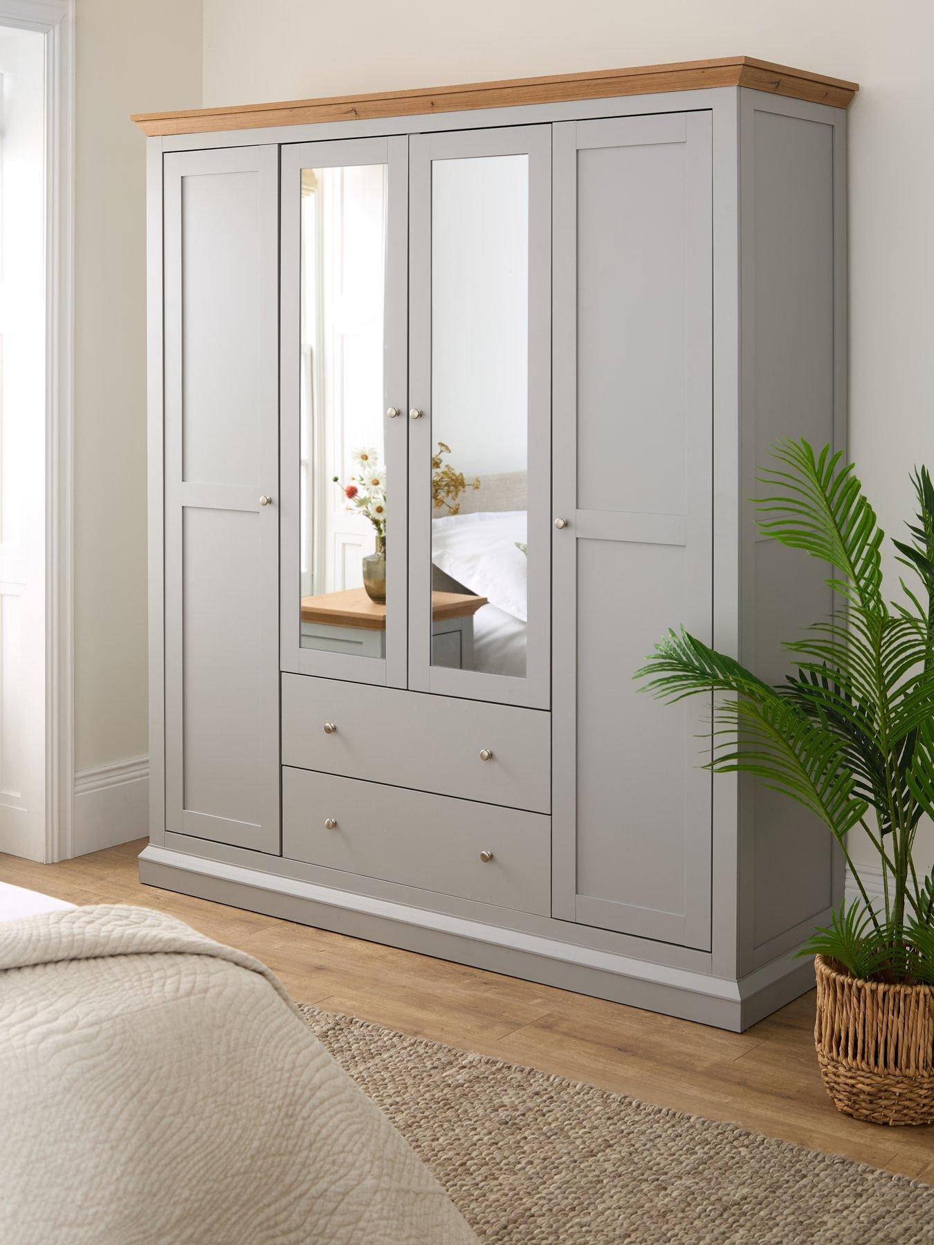 undefined Hanna 4 Door, 2 Drawer Mirrored Combi Wardrobe