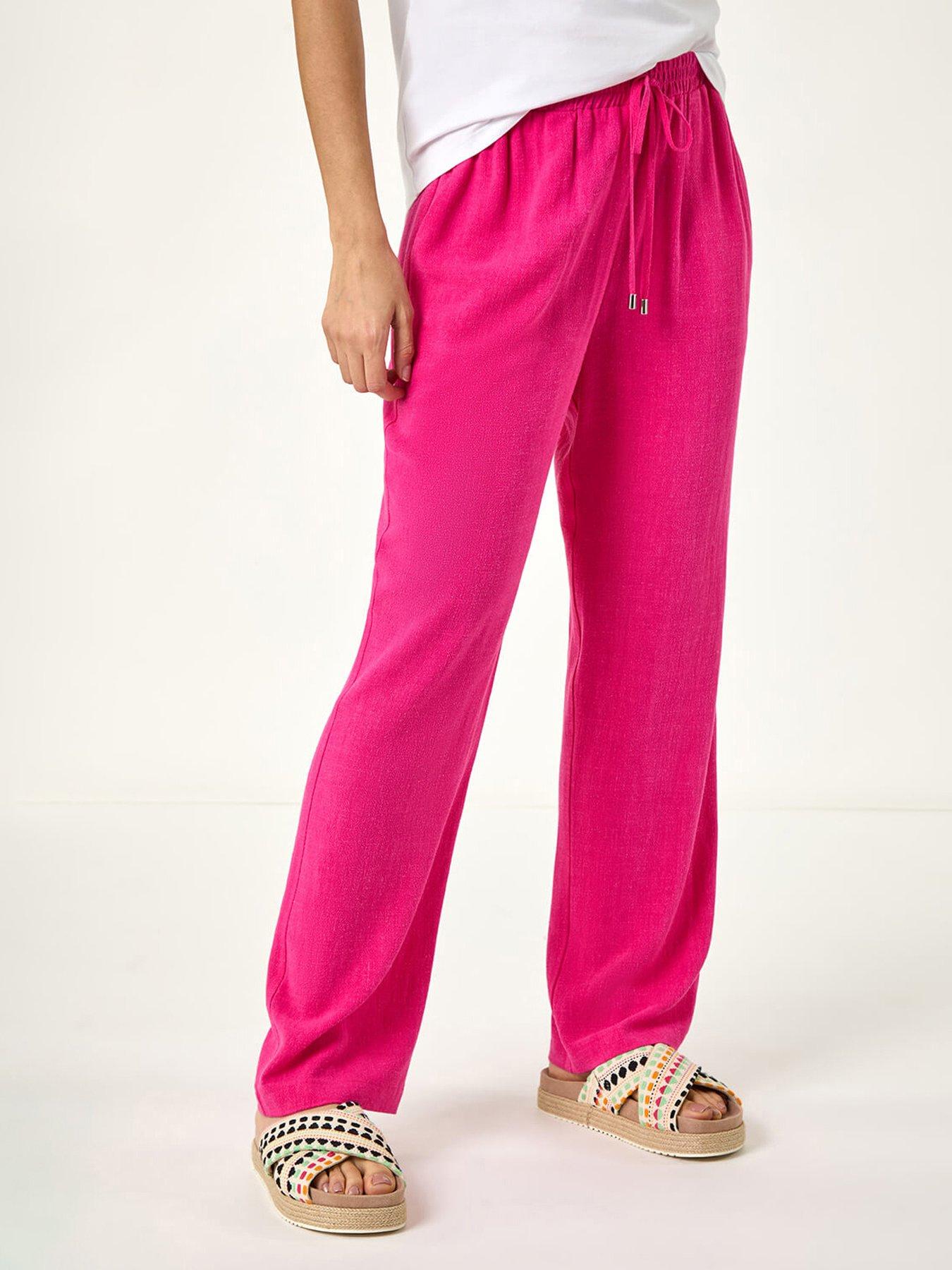 undefined Full Length Linen Trousers - Pink