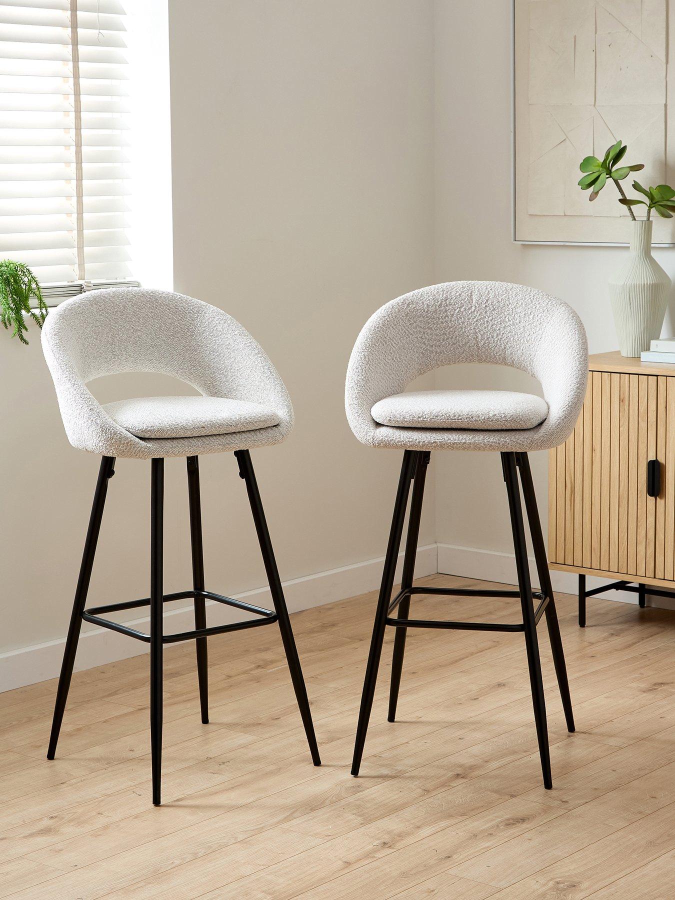 Very Home Aurelia Boucle Pair Of Bar Stools With Black Legs - FSC® Certified
